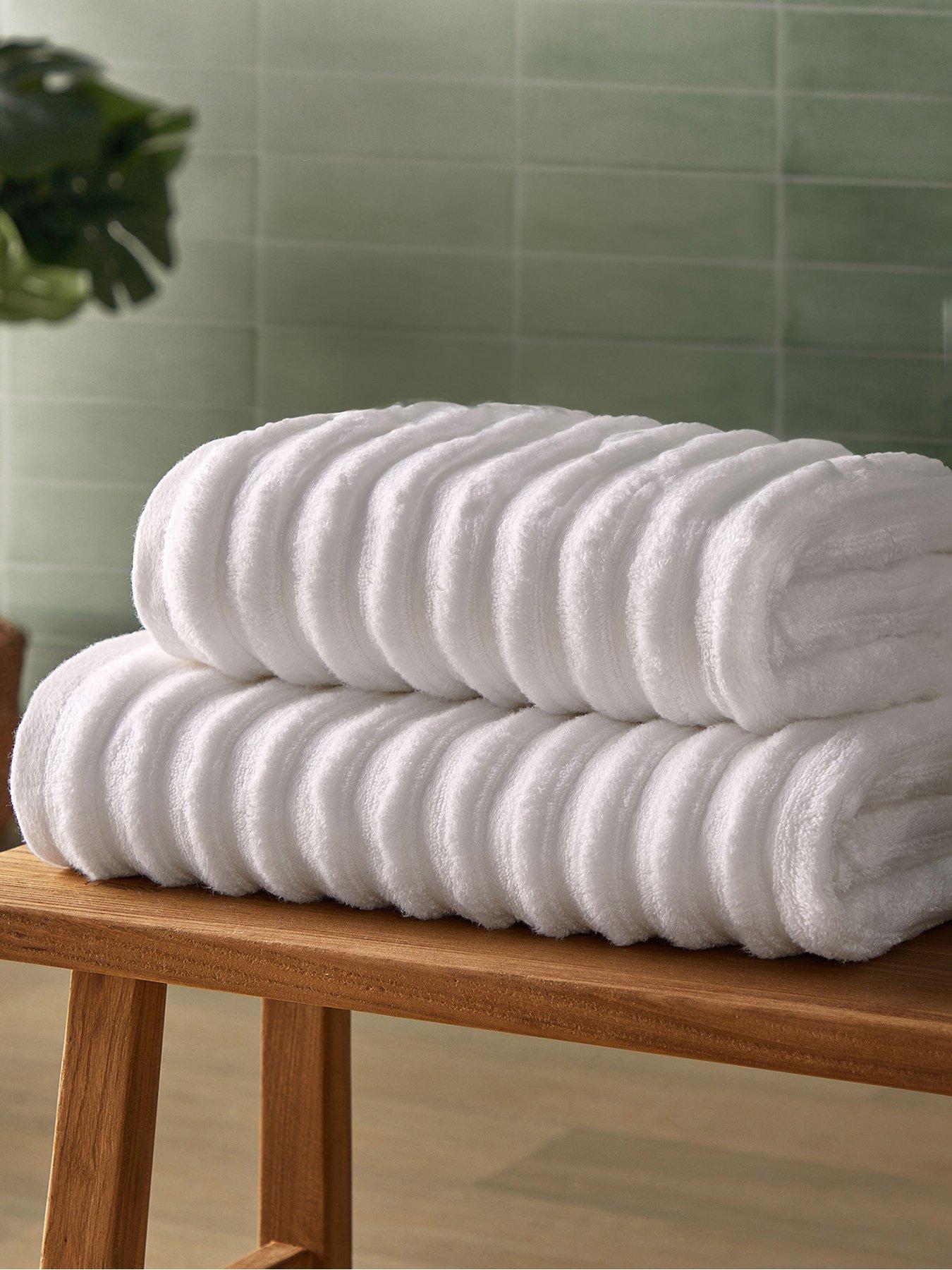 Image 1 of 7 of Silentnight Ribbed Cotton Bath Sheet - 2 Pack