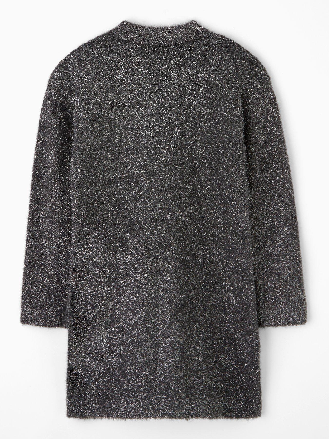  image of the-very-collection-girls-knitted-sparkle-dress-grey