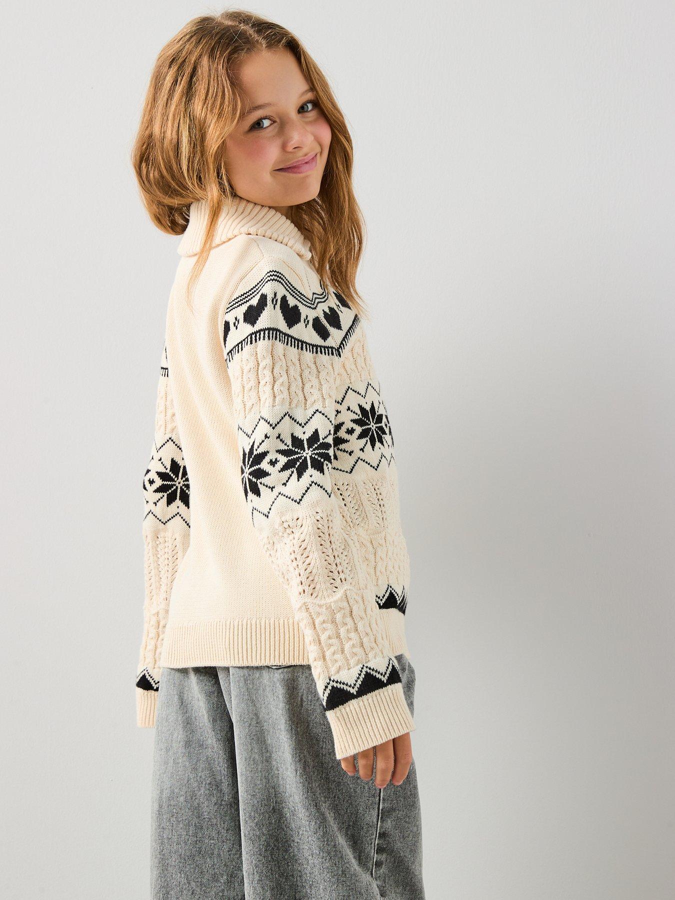  image of the-very-collection-girls-fair-isle-regular-jumpers-black