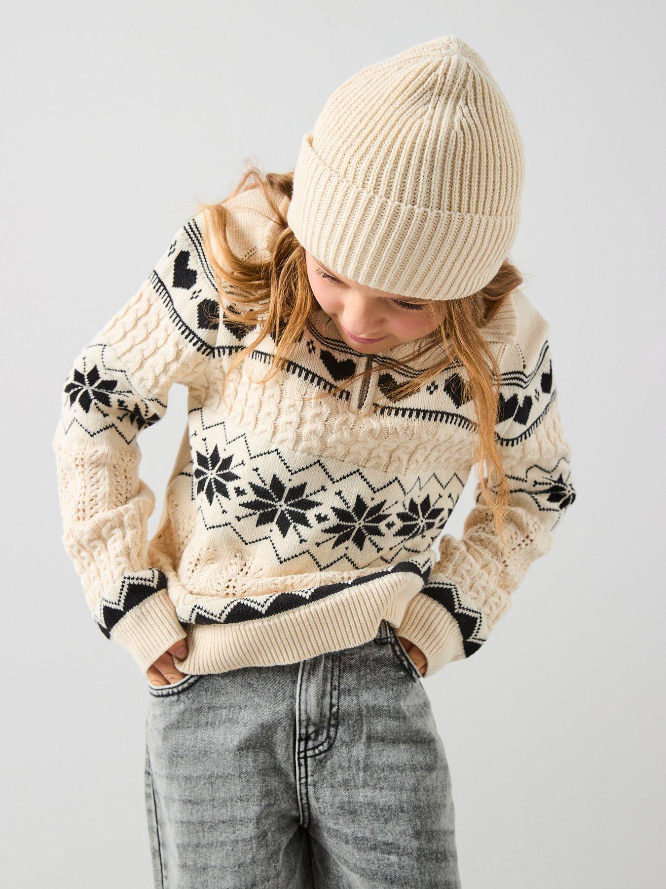  image of the-very-collection-girls-fair-isle-regular-jumpers-black