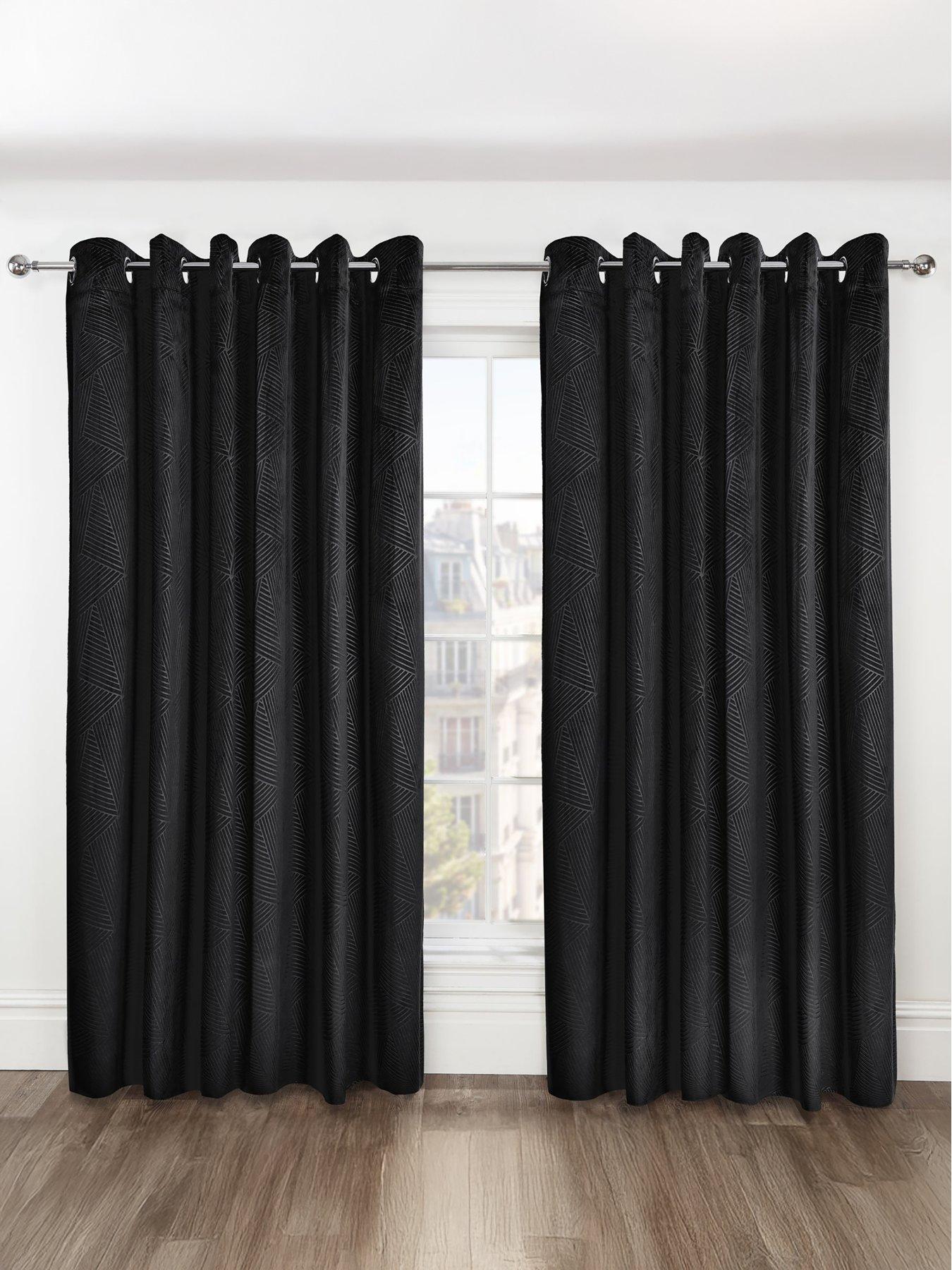 very-home-geo-velvet-thermal-eyelet-curtains-46x72
