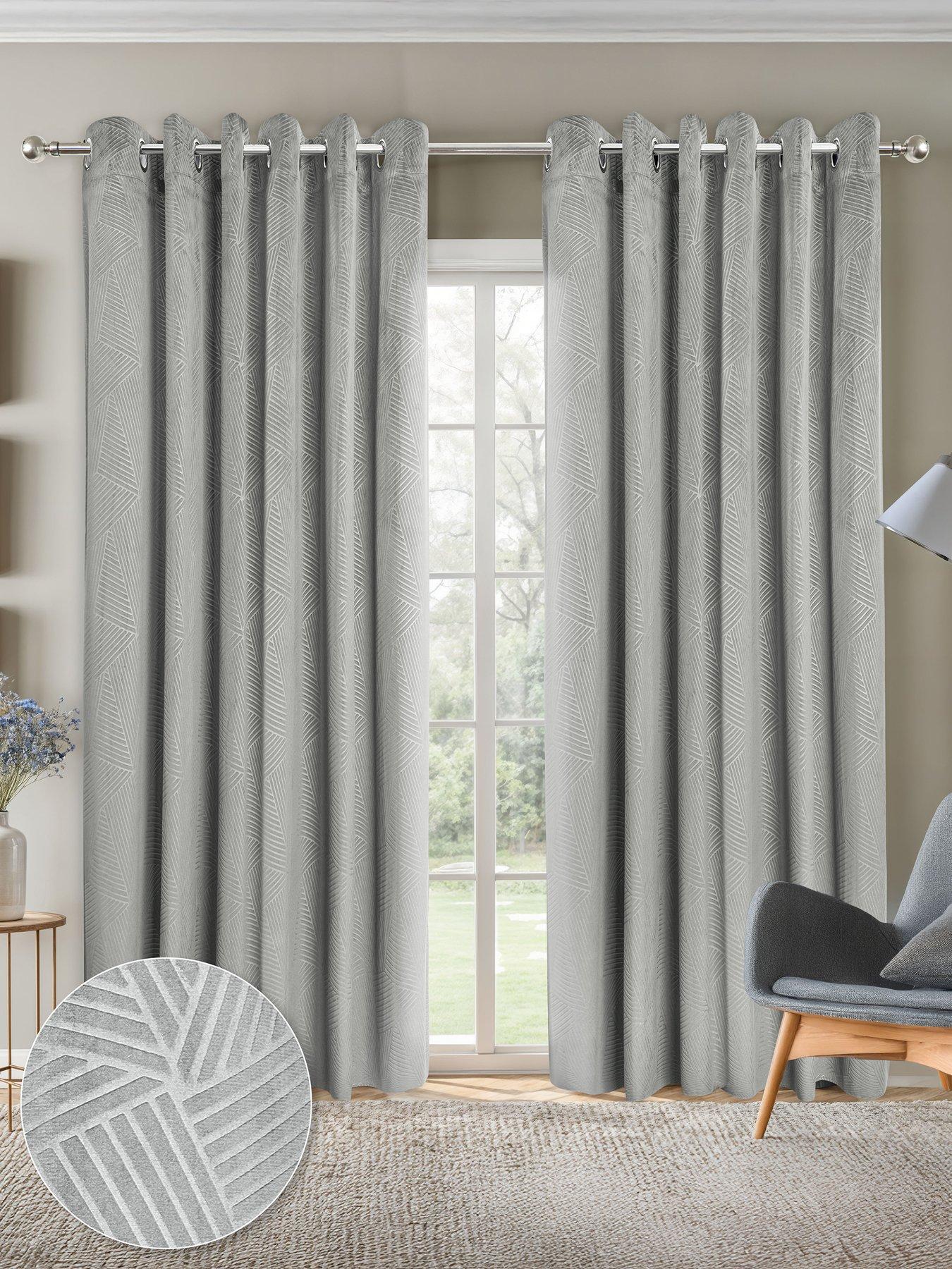 undefined Geo Velvet Thermal Eyelet Curtains 46X72