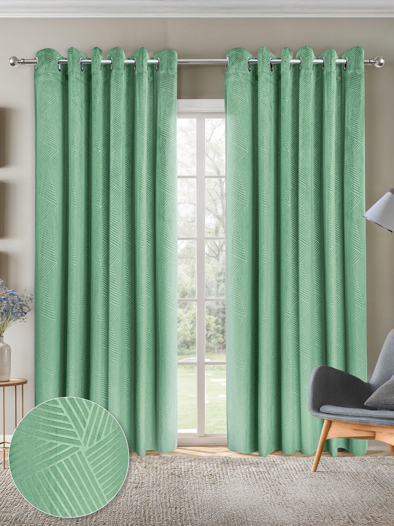 Very Home Geo Velvet Thermal Eyelet Curtains 46X72