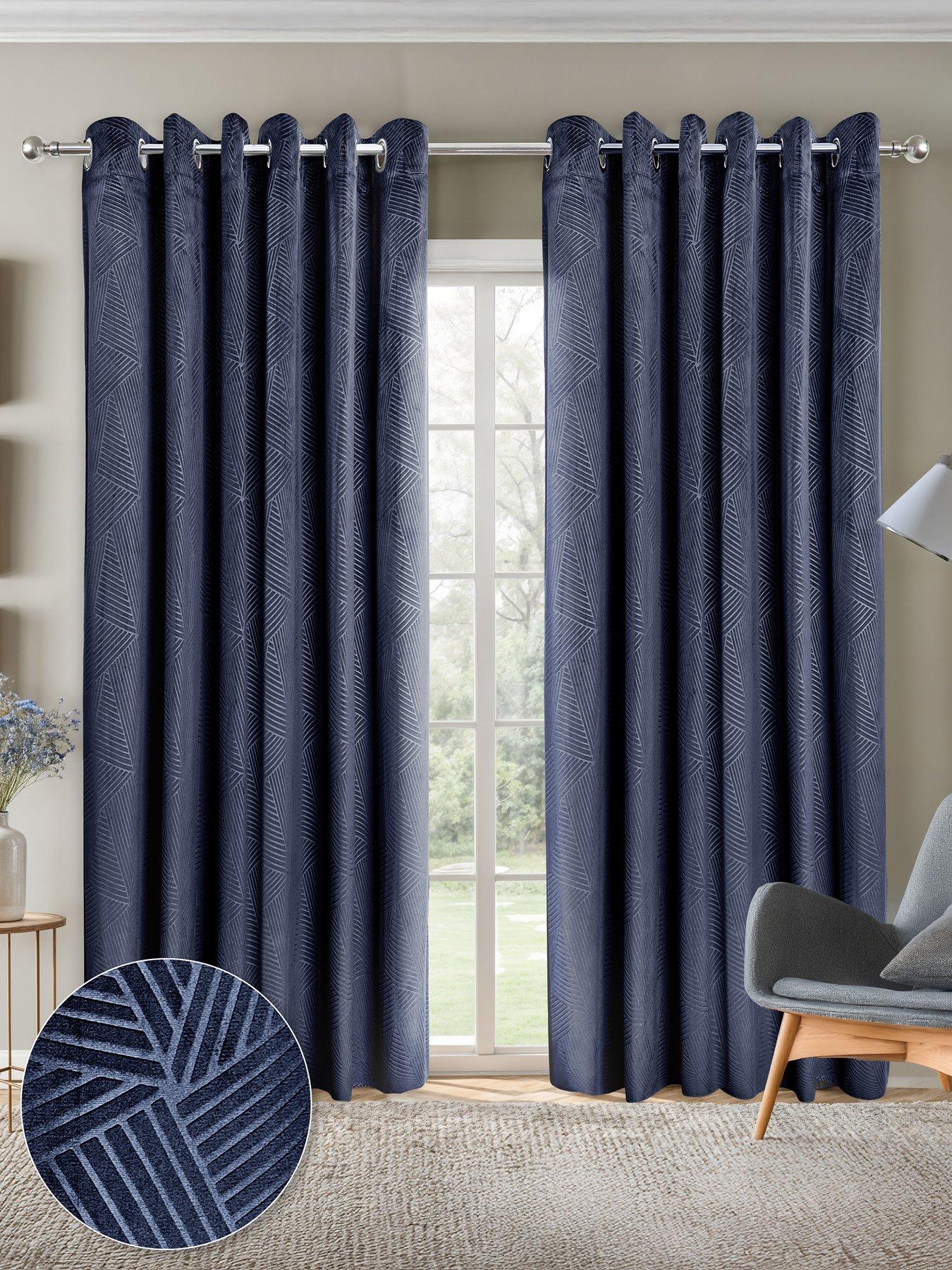 The Very Collection Geo Velvet Thermal Eyelet Curtains 46X72