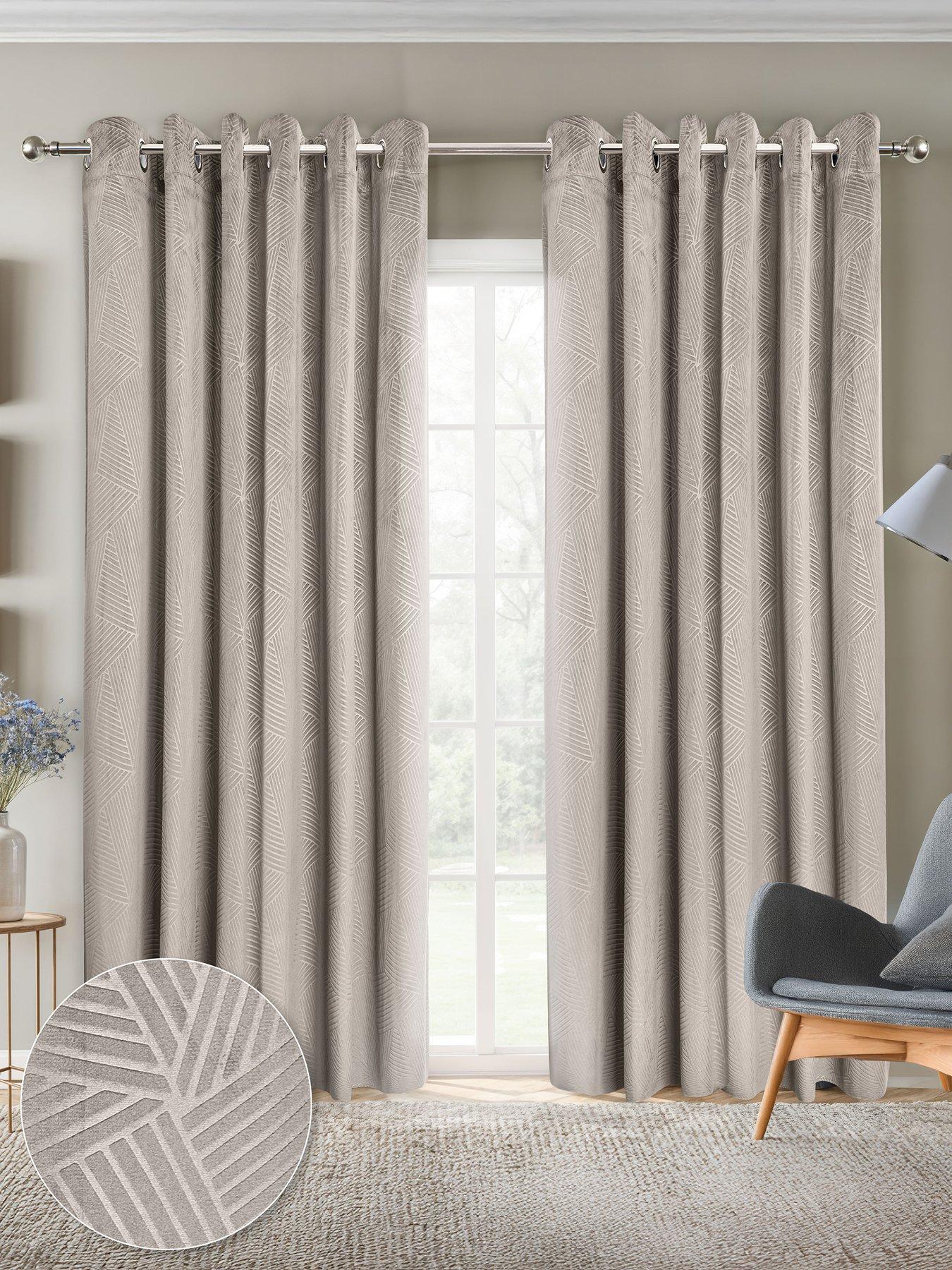 undefined Geo Velvet Thermal Eyelet Curtains 46X72