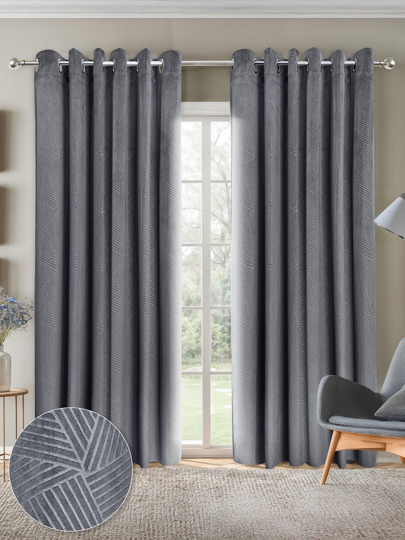 Image 1 of 4 of The Very Collection Geo Velvet Thermal Eyelet Curtains 46X72