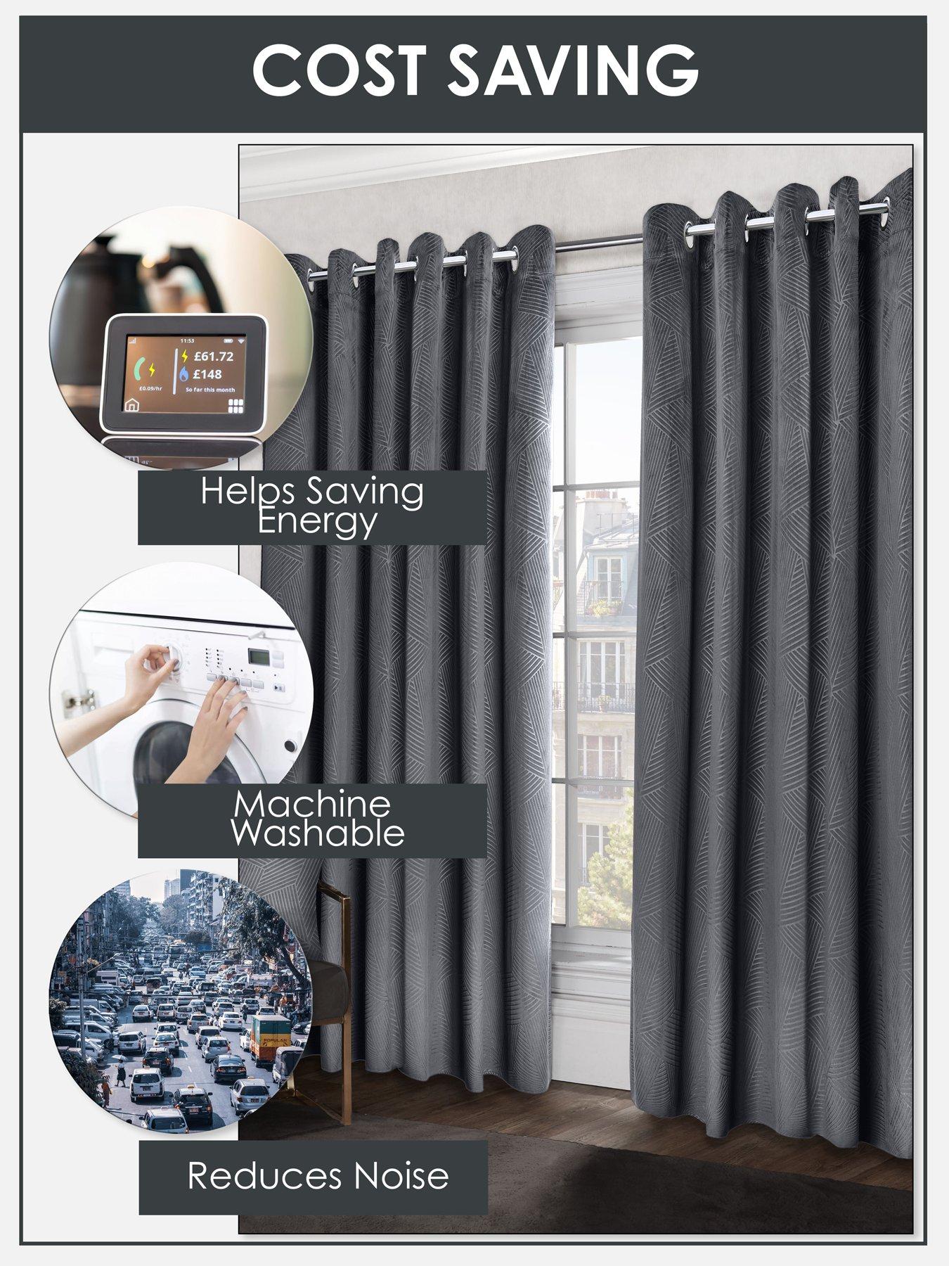 Image 4 of 4 of The Very Collection Geo Velvet Thermal Eyelet Curtains 46X72