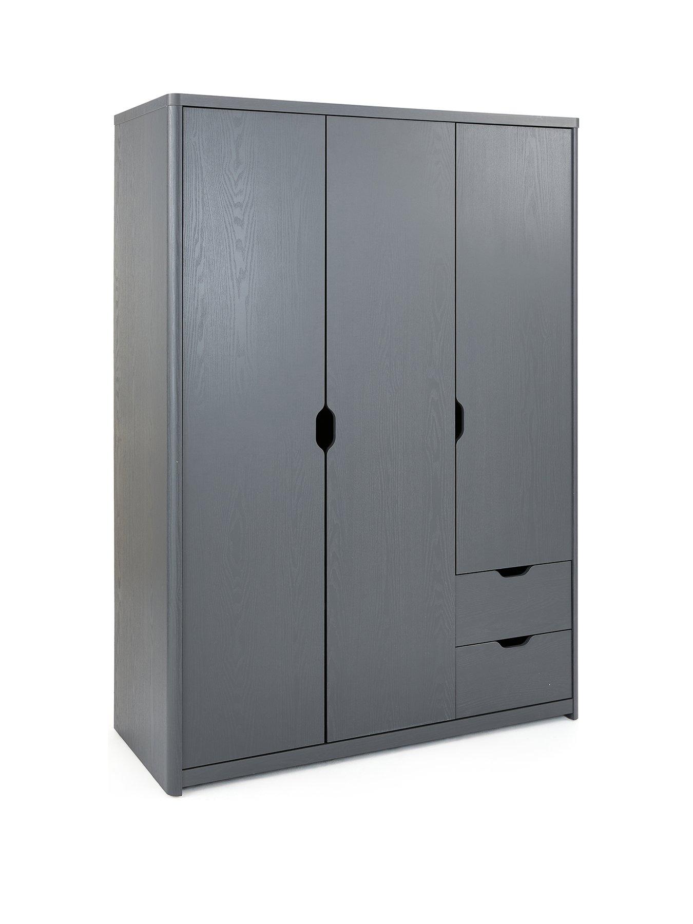 Image 3 of 7 of Very Home Aspen 3 Piece Package - 3 Door, 2 Drawer Wardrobe, 4 + 2 Chest and Bedside Table - Dark Grey