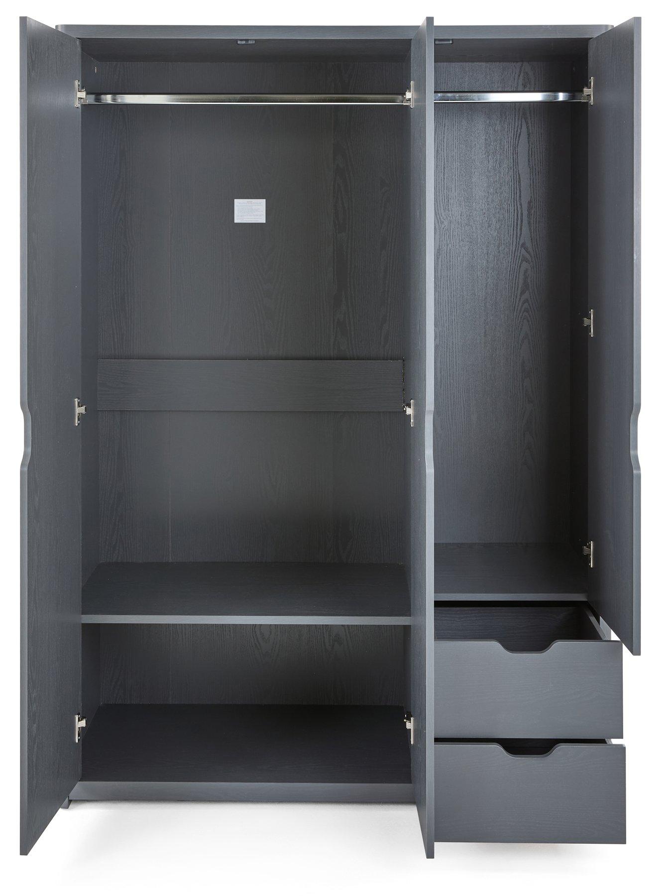 Image 4 of 7 of Very Home Aspen 3 Piece Package - 3 Door, 2 Drawer Wardrobe, 4 + 2 Chest and Bedside Table - Dark Grey