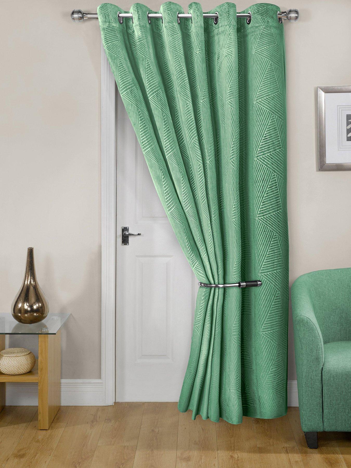 Very Home Geo Velvet Thermal Eyelet Door Curtain