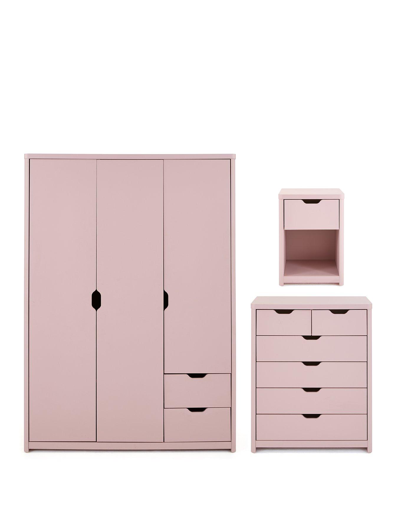 Image 2 of 7 of Very Home Aspen 3 Piece Package - 3 Door, 2 Drawer Wardrobe, 4 + 2 Chest and Bedside Table - Pink