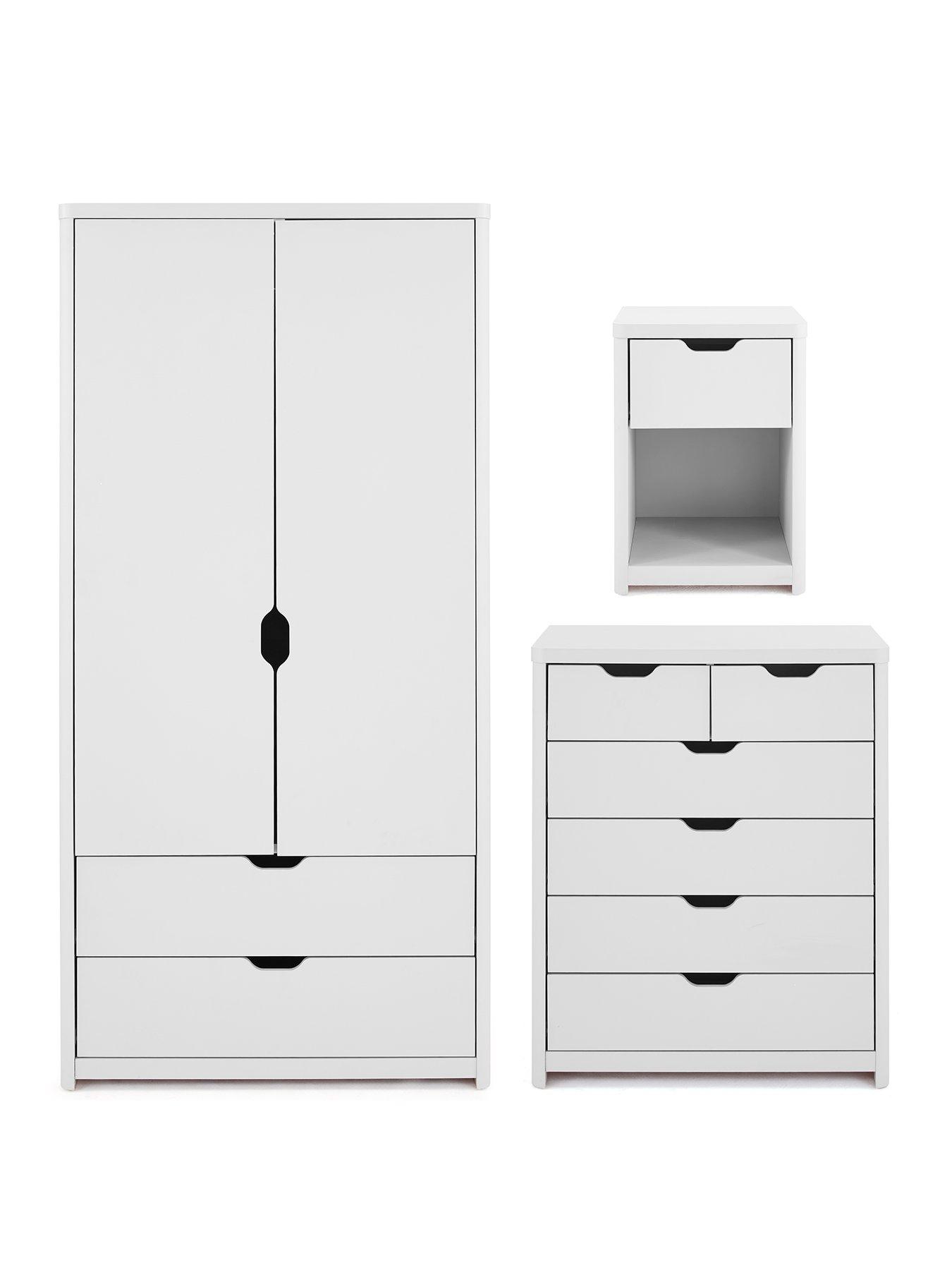 Image 2 of 7 of Very Home Aspen 3 Piece Package - 2 Door, 2 Drawer Wardrobe, 4 + 2 Chest and Bedside Table - White Oak