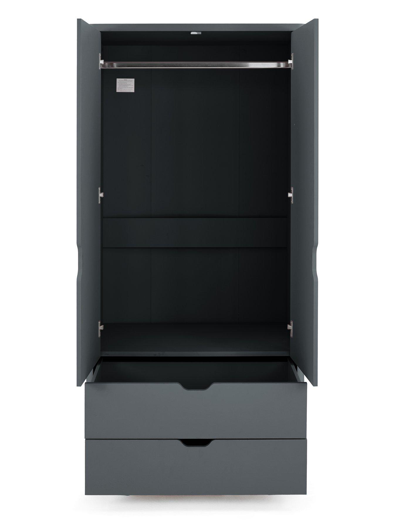 Image 4 of 7 of The Very Collection Aspen 3 Piece Package - 3 Door, 2 Drawer Wardrobe, 4 + 2 Chest and Bedside Table - Dark Grey Oak Effect