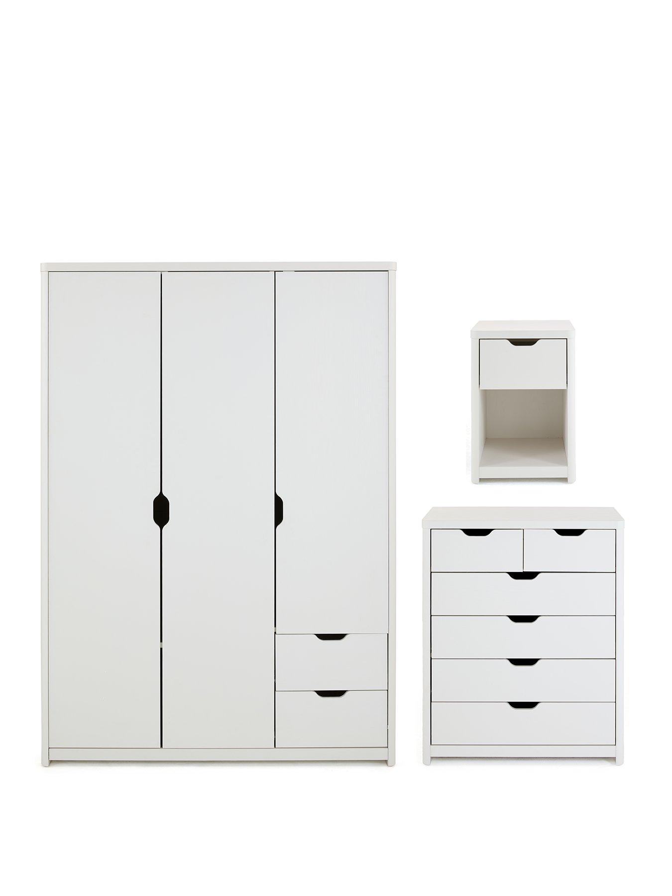 Image 2 of 7 of Very Home Aspen 3 Piece Package - 3 Door, 2 Drawer Wardrobe, 4 + 2 Chest and Bedside Table - White&nbsp;Oak