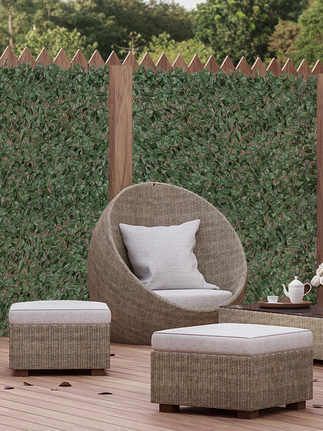 outsunny-4-pieces-expanding-trellis-fence-2m-x-1m-with-artificial-leaves