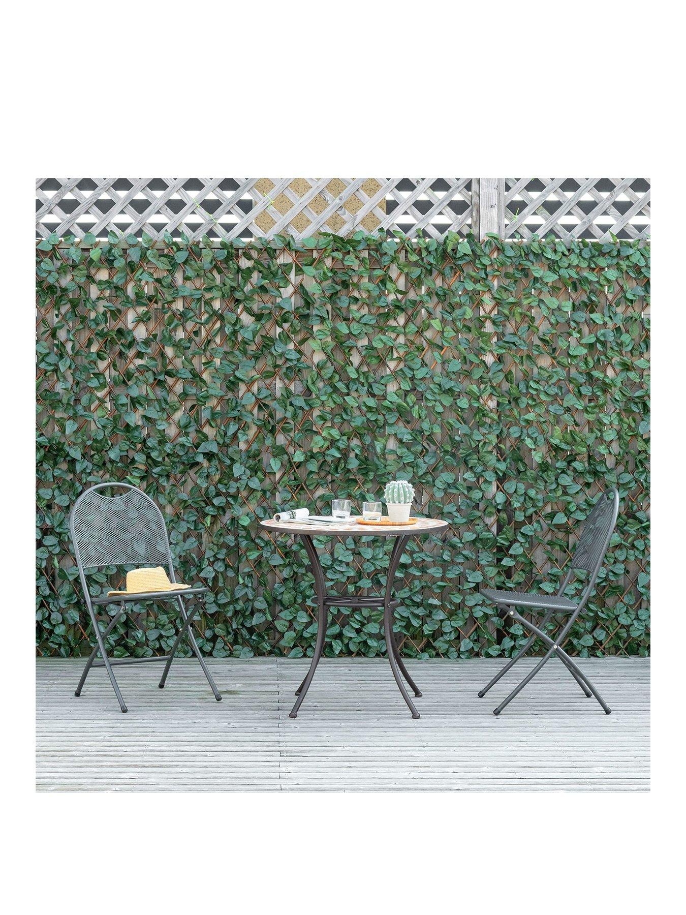  image of outsunny-4-pieces-expanding-trellis-fence-2m-x-1m-with-artificial-leaves