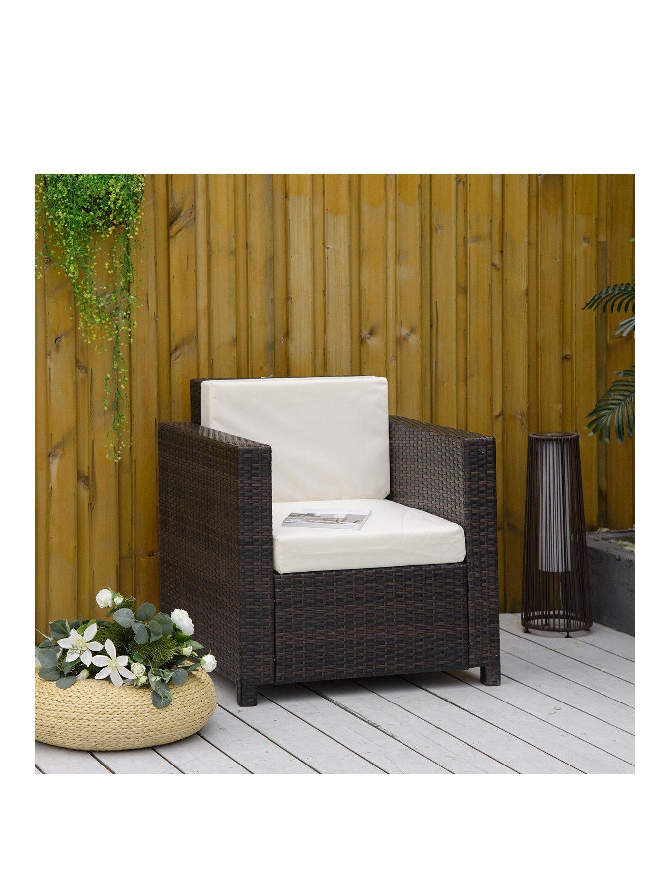 OutSunny Single Seater Rattan Chair with Cushion, Brown