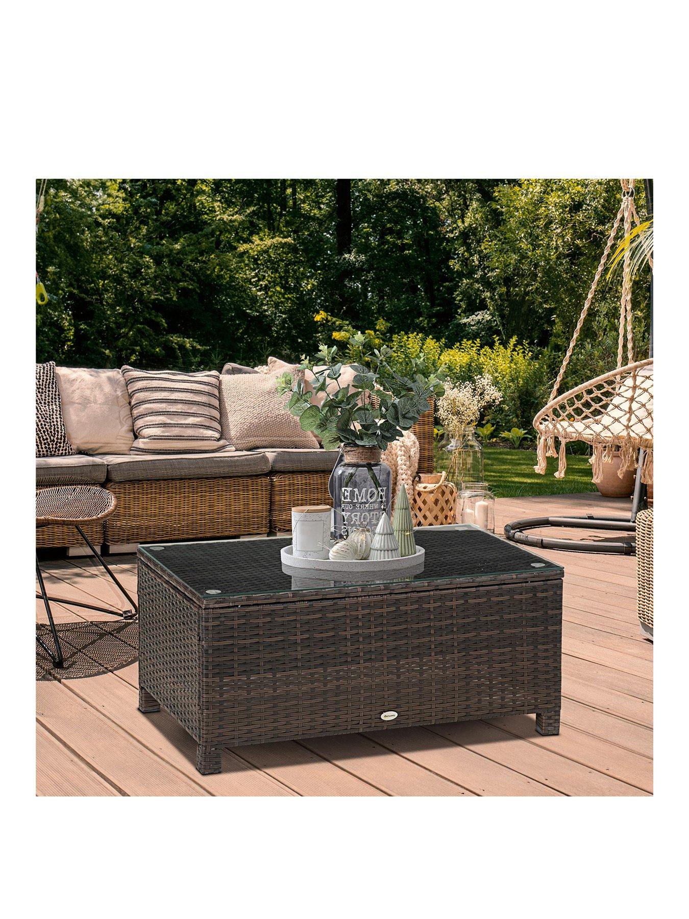 stillFront image of outsunny-outsunny-outdoor-rattan-coffee-table-brown