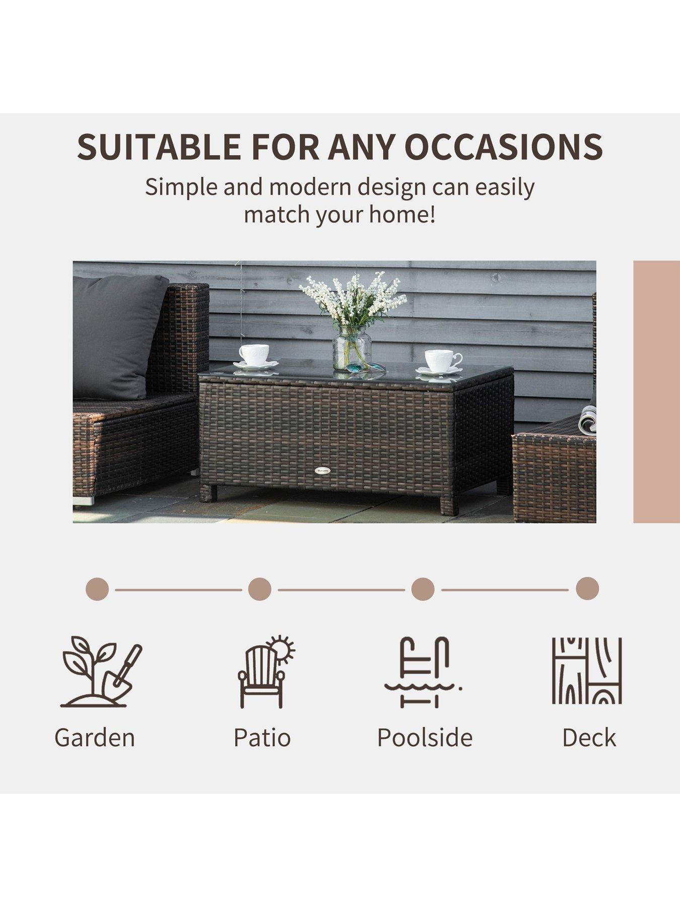  image of outsunny-outsunny-outdoor-rattan-coffee-table-brown