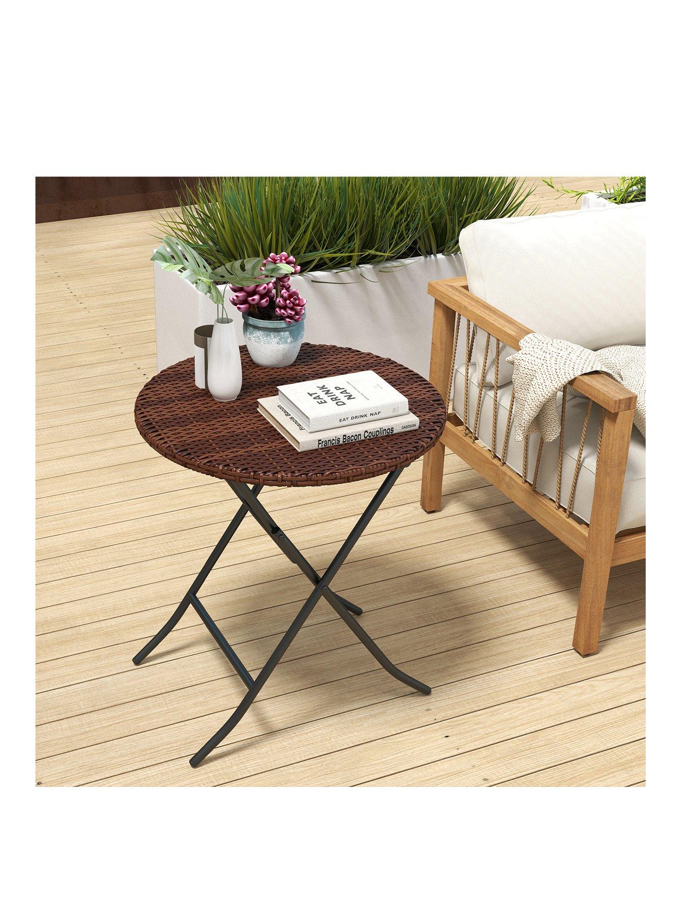  image of outsunny-foldable-rattan-outdoor-coffee-table-brown