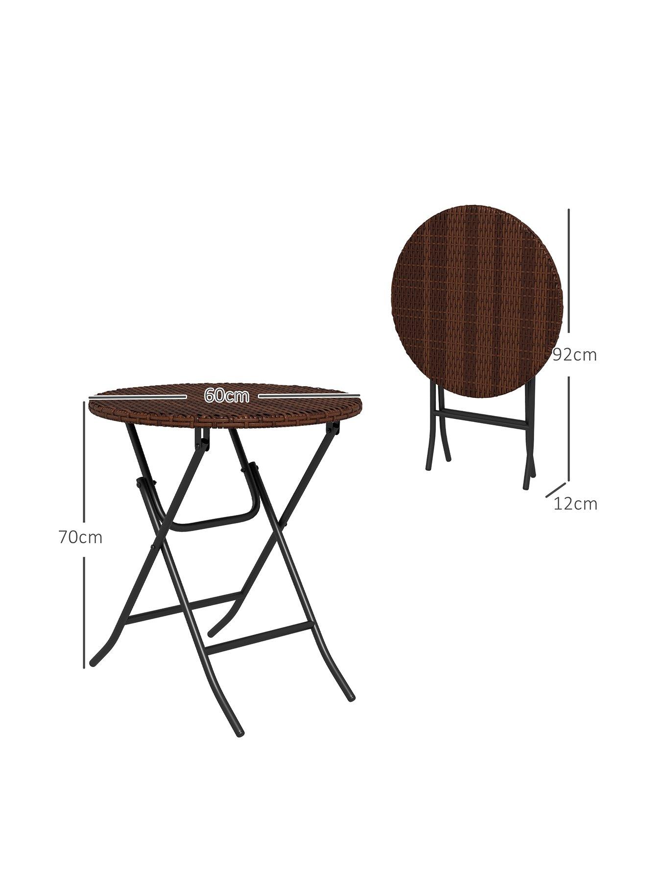  image of outsunny-foldable-rattan-outdoor-coffee-table-brown