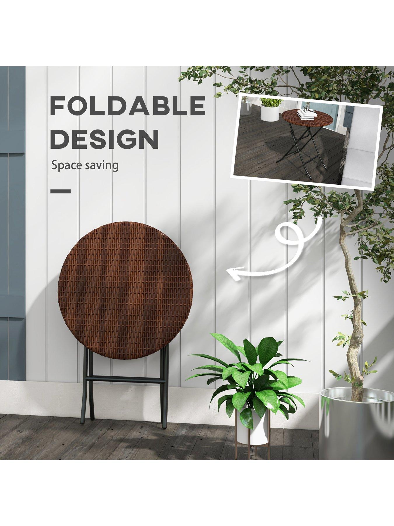  image of outsunny-foldable-rattan-outdoor-coffee-table-brown