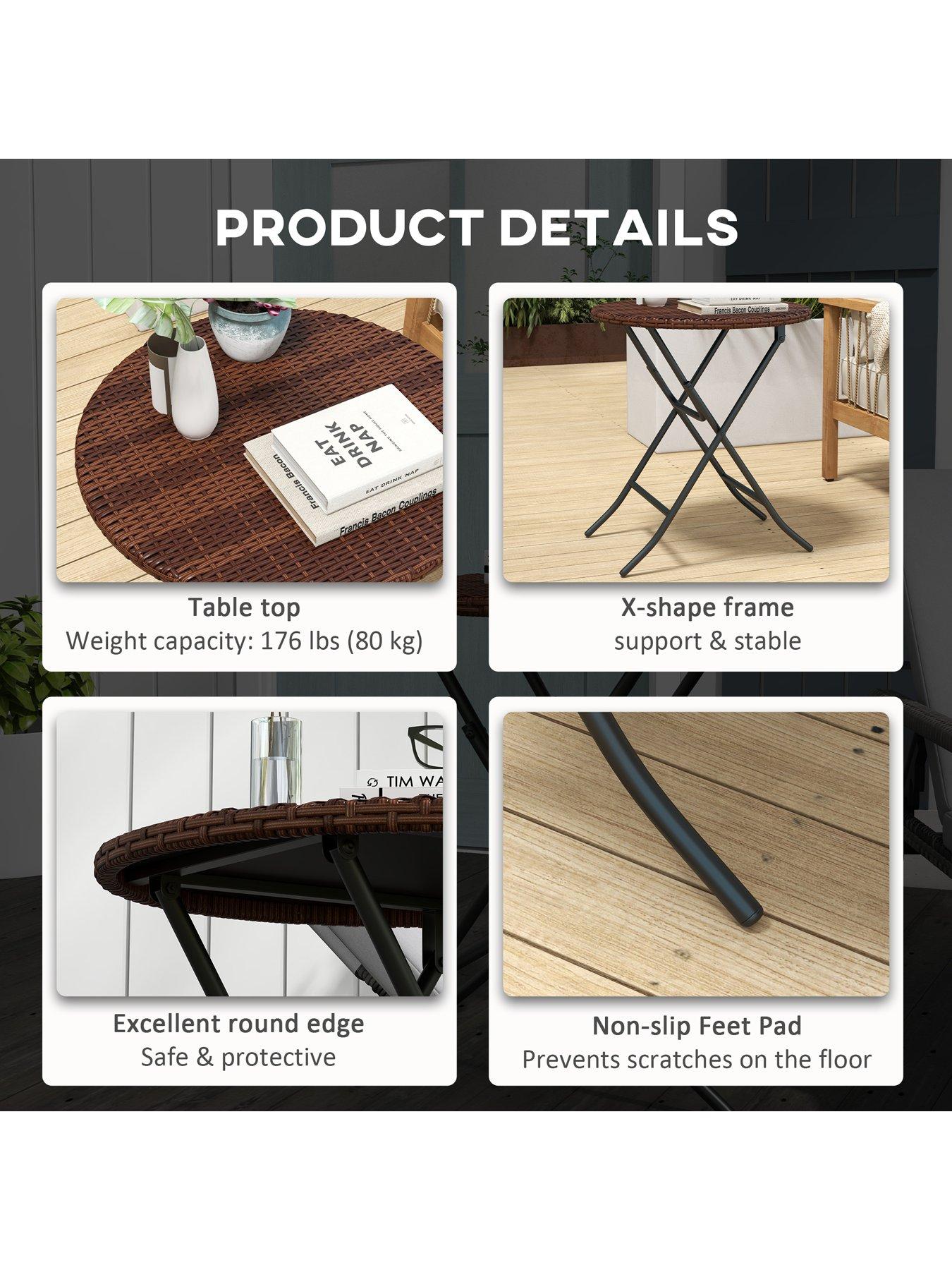  image of outsunny-foldable-rattan-outdoor-coffee-table-brown