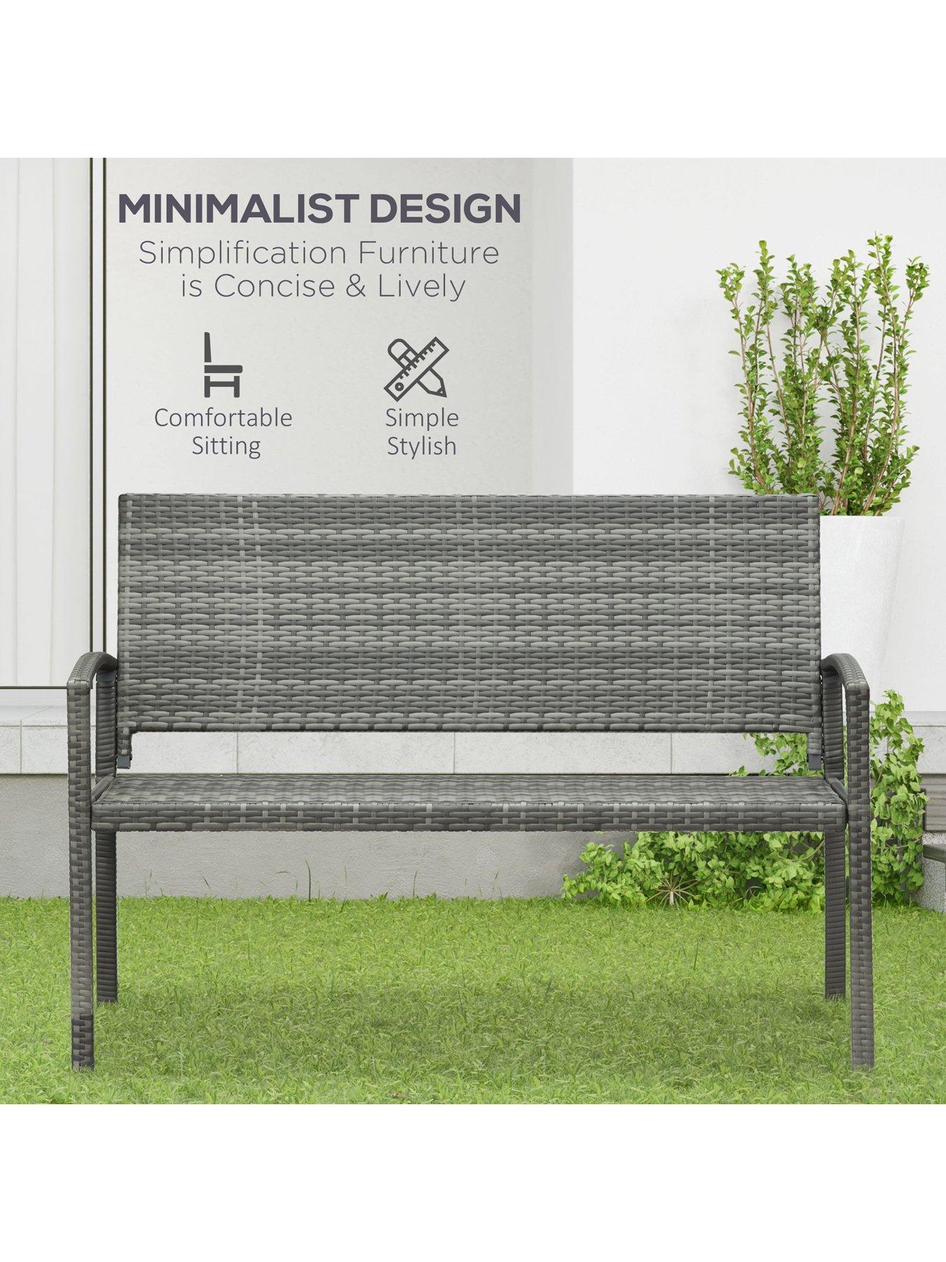 Image 5 of 7 of OutSunny Patio Rattan 2 Seater Garden Bench Grey
