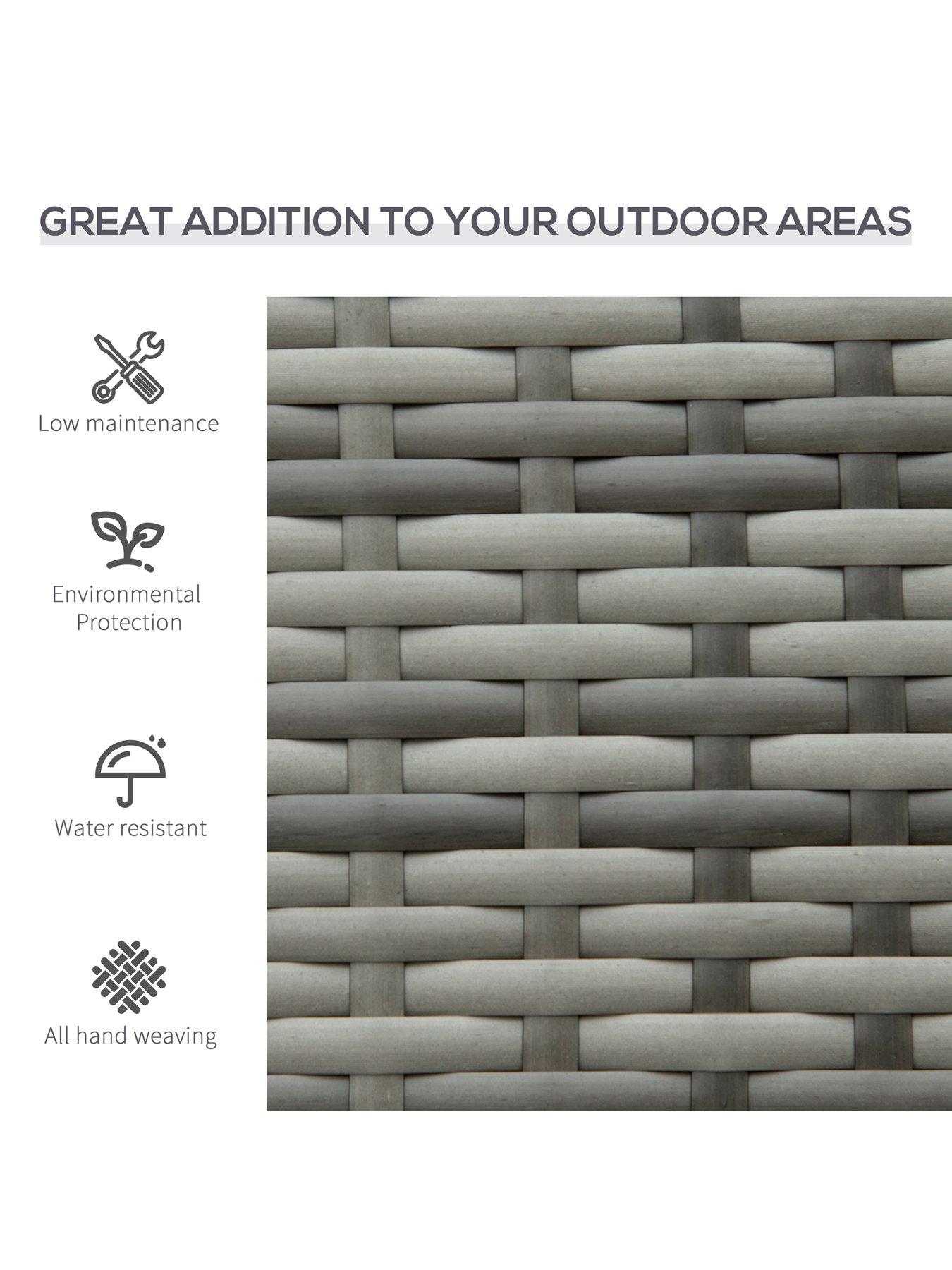 Image 6 of 7 of OutSunny Patio Rattan 2 Seater Garden Bench Grey