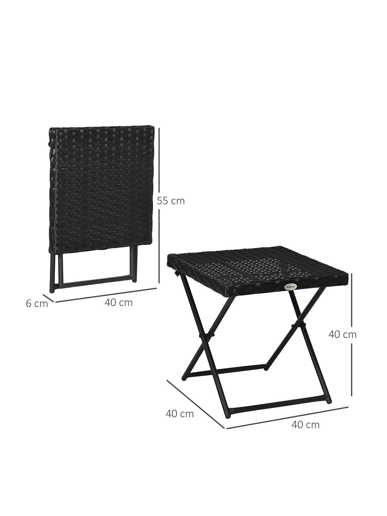  image of outsunny-outsunny-garden-small-folding-square-rattan-coffee-table-bistro-40h-x-40l-x-40wcm-black