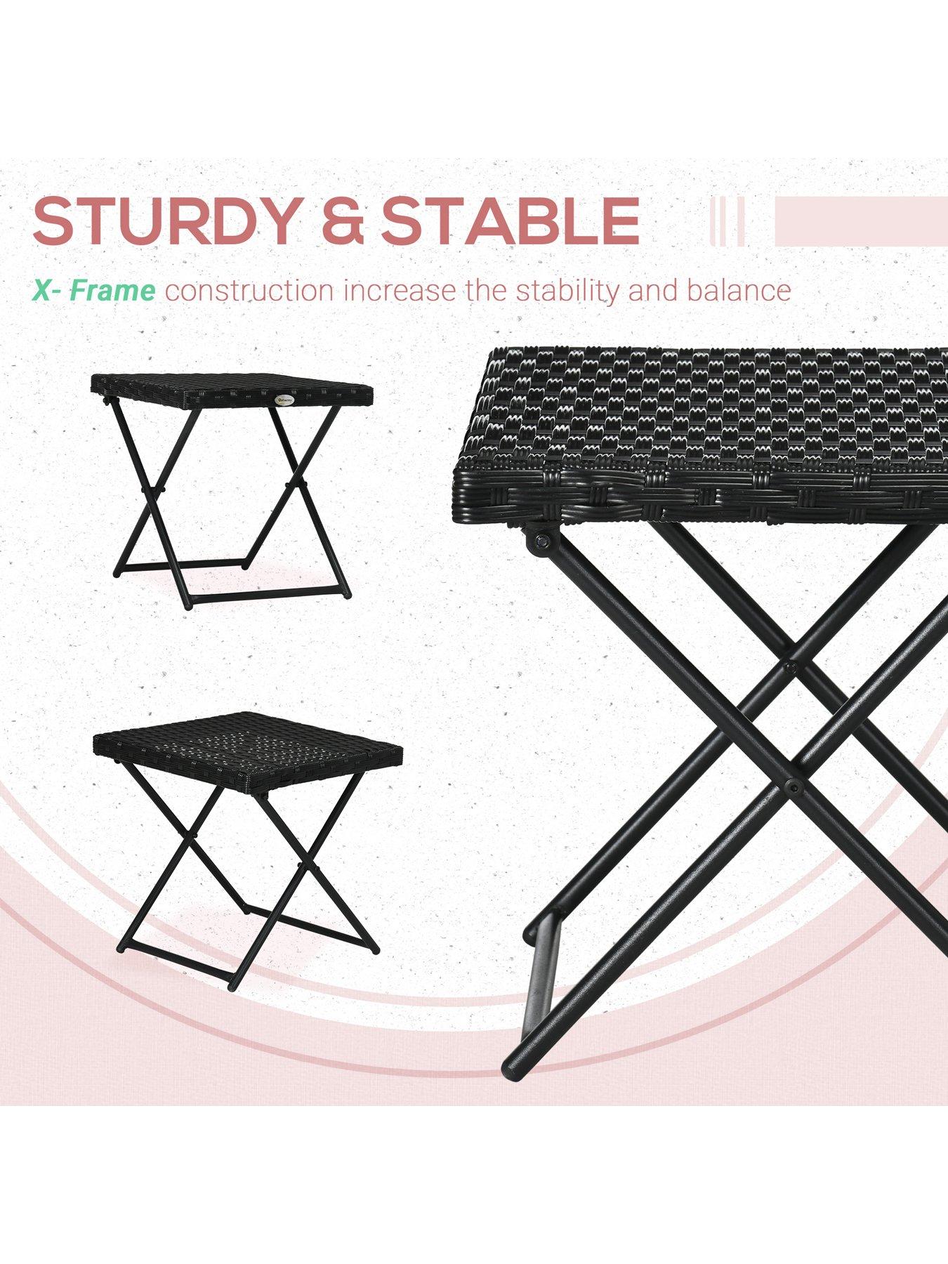  image of outsunny-outsunny-garden-small-folding-square-rattan-coffee-table-bistro-40h-x-40l-x-40wcm-black
