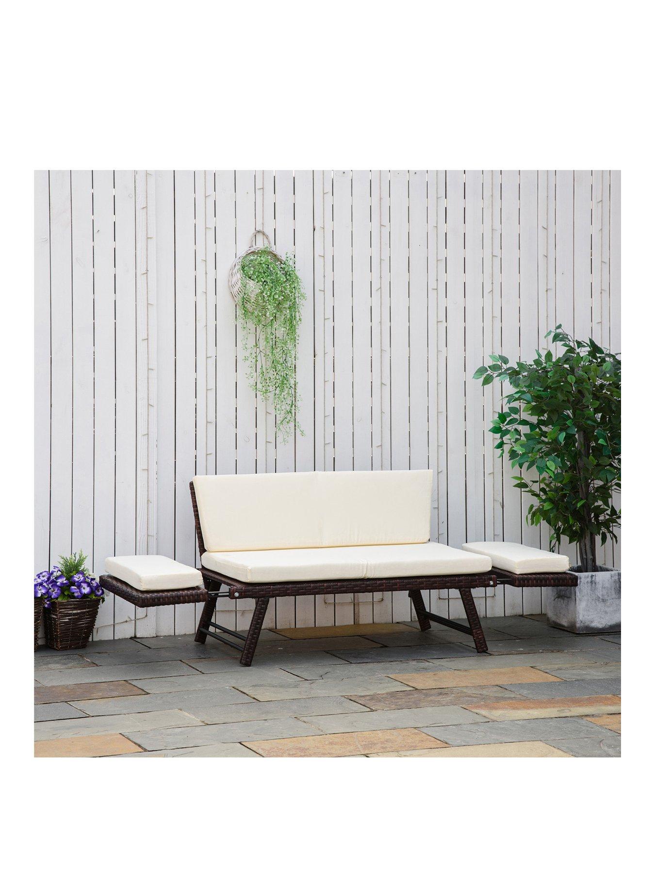 stillFront image of outsunny-2-seater-rattan-sofa-with-cushions-brown