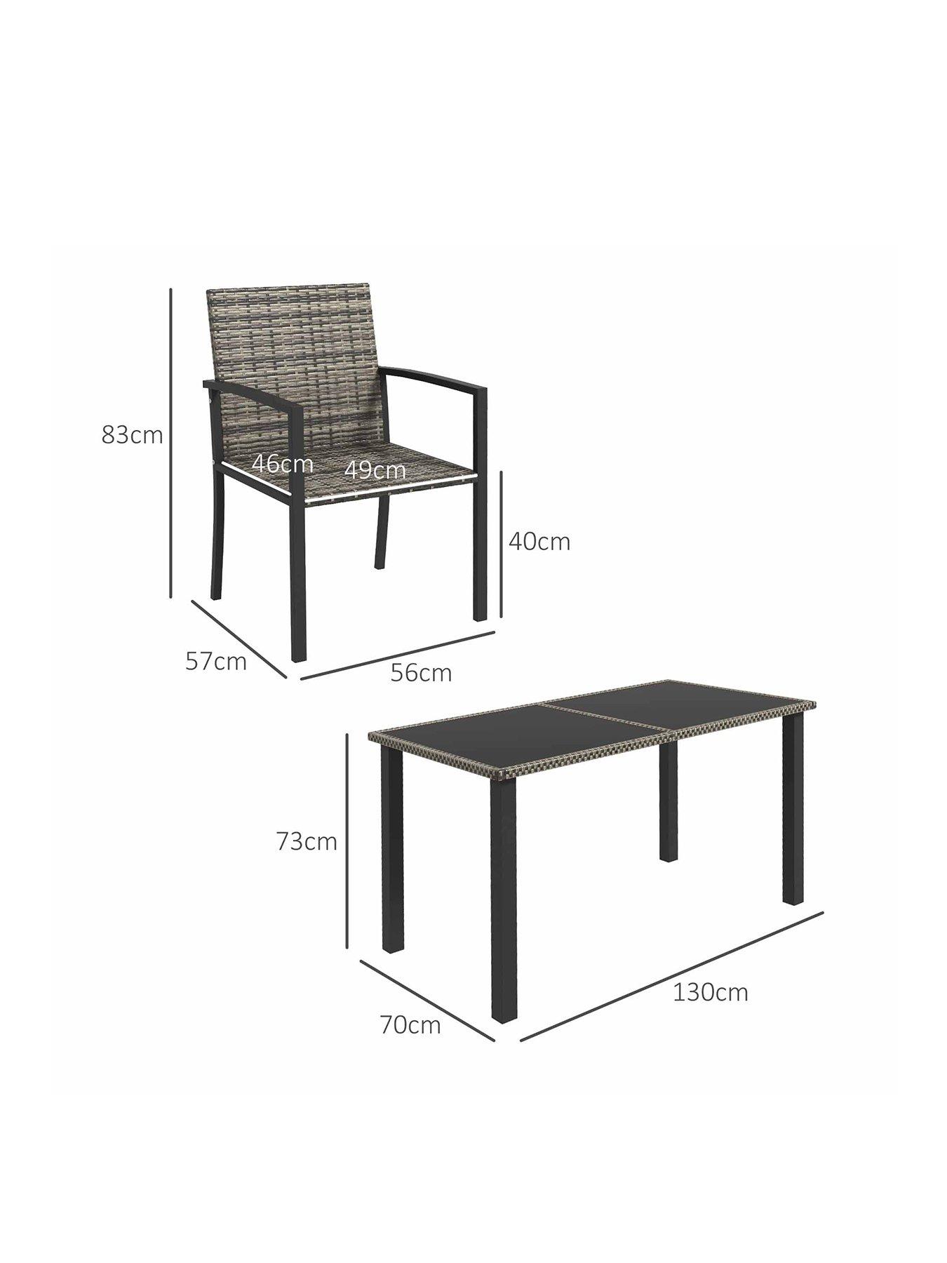 image of outsunny-4-seater-rattan-dining-set-grey
