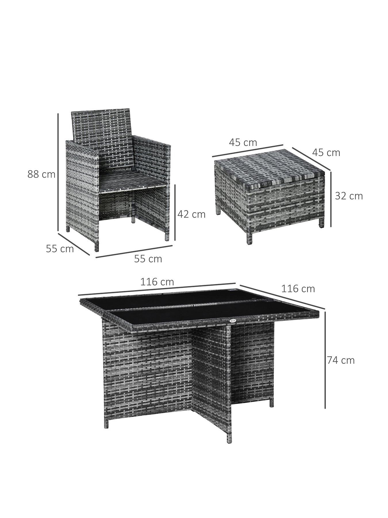  image of outsunny-8-seater-rattan-cube-garden-furniture-set-with-4-armchairs-4-stools-grey