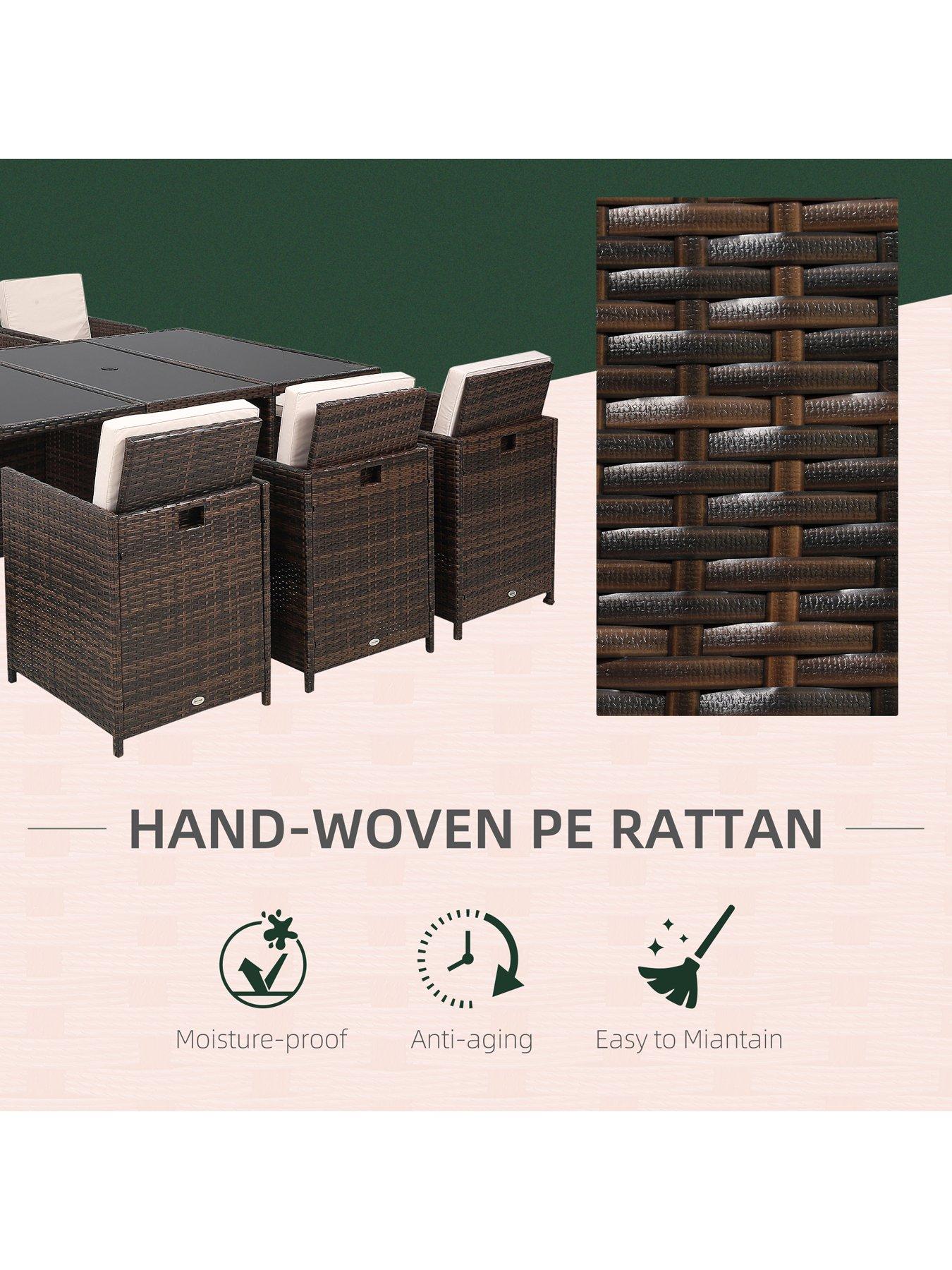  image of outsunny-10-seater-rattan-cube-garden-furniture-set-brown