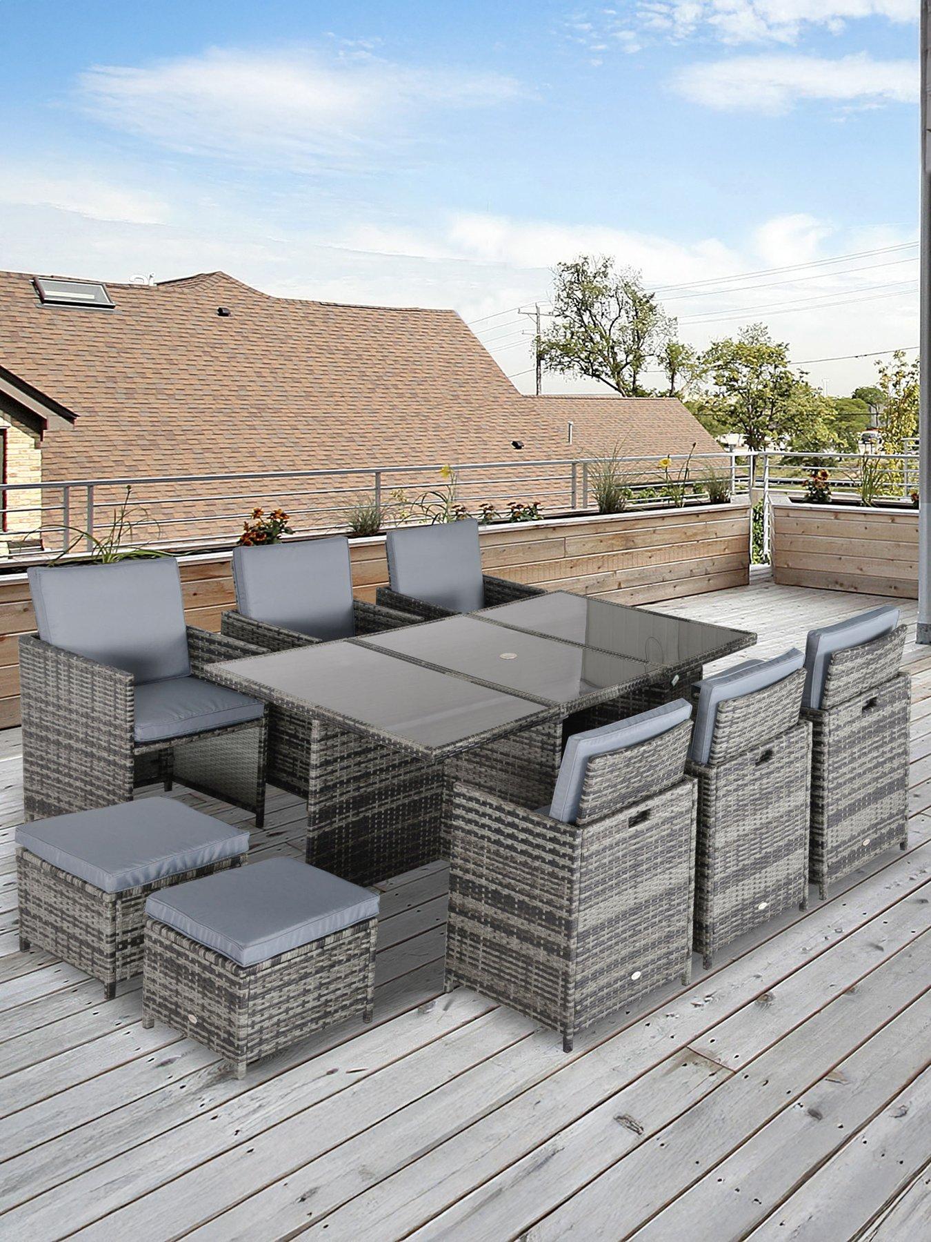  image of outsunny-10-seater-rattan-cube-garden-furniture-set-grey