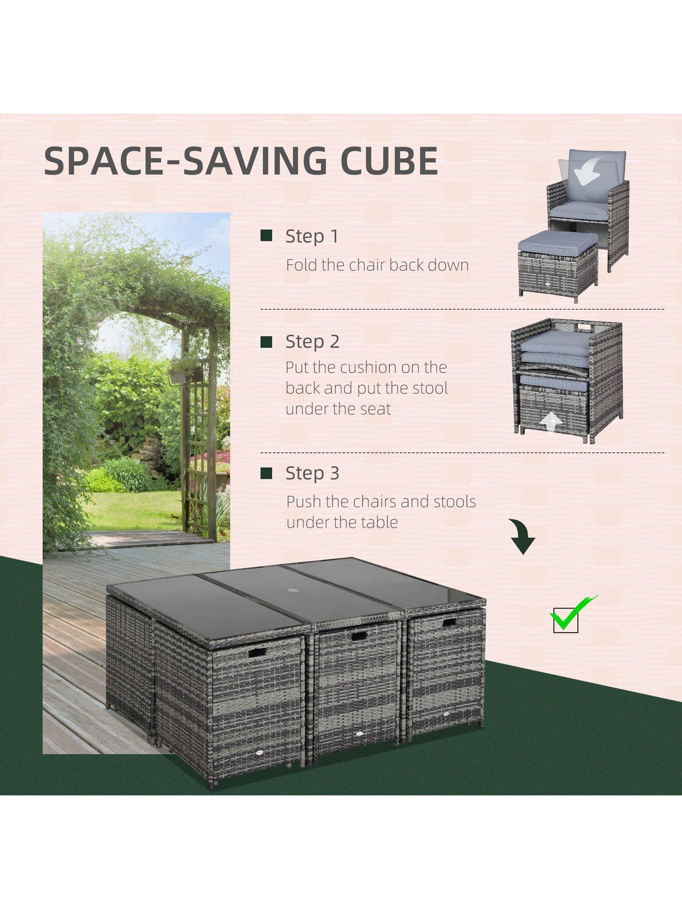  image of outsunny-10-seater-rattan-cube-garden-furniture-set-grey