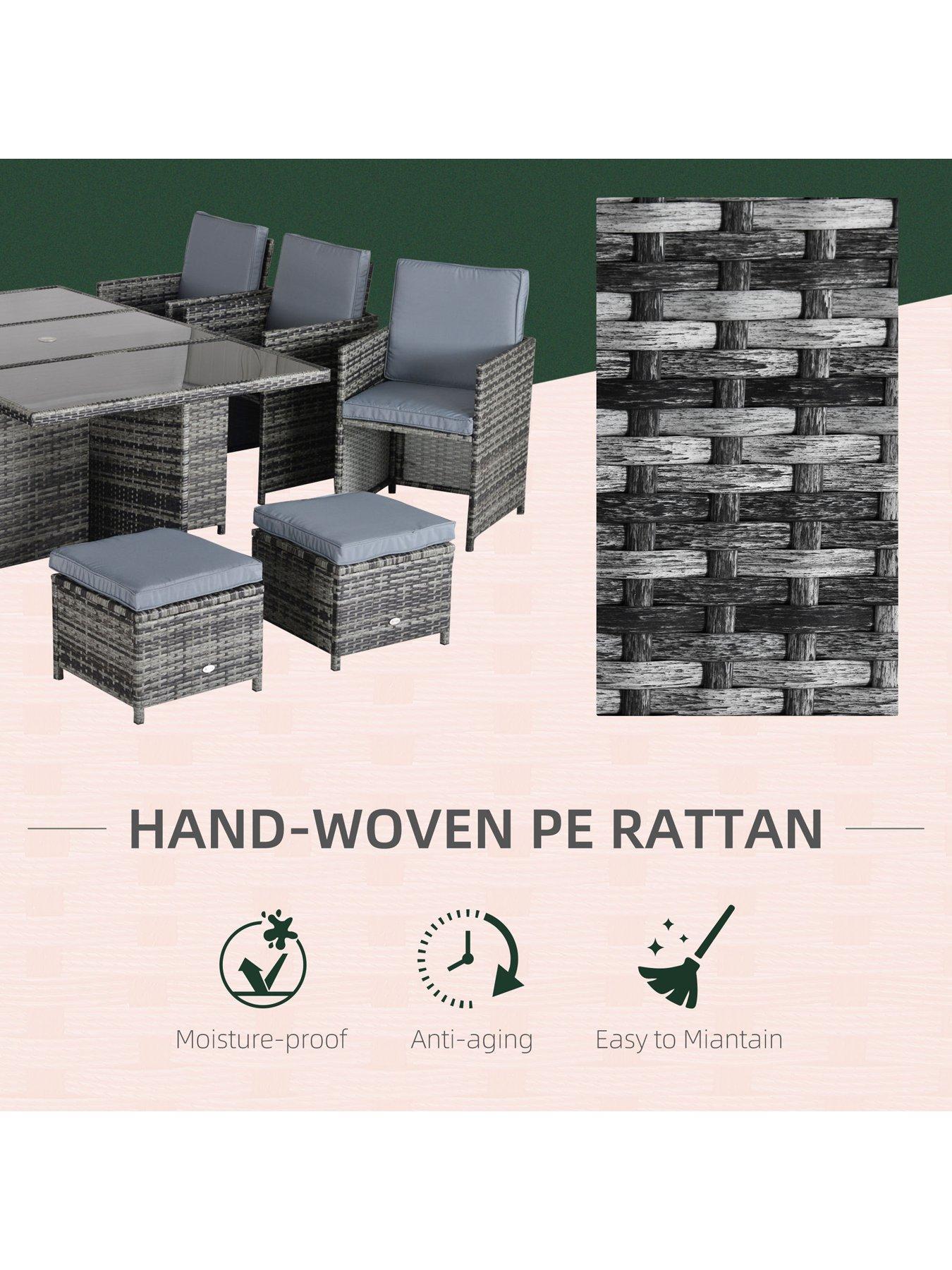  image of outsunny-10-seater-rattan-cube-garden-furniture-set-grey