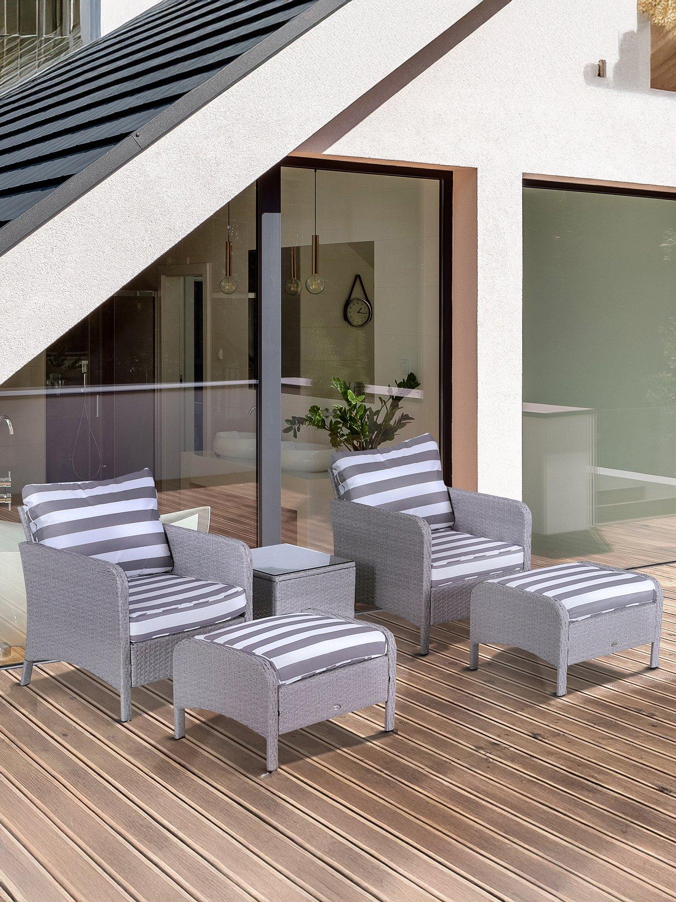 front image of outsunny-5-pieces-pe-rattan-garden-furniture-set-with-cushions-2-armchairs-2-stoolsgrey-and-white