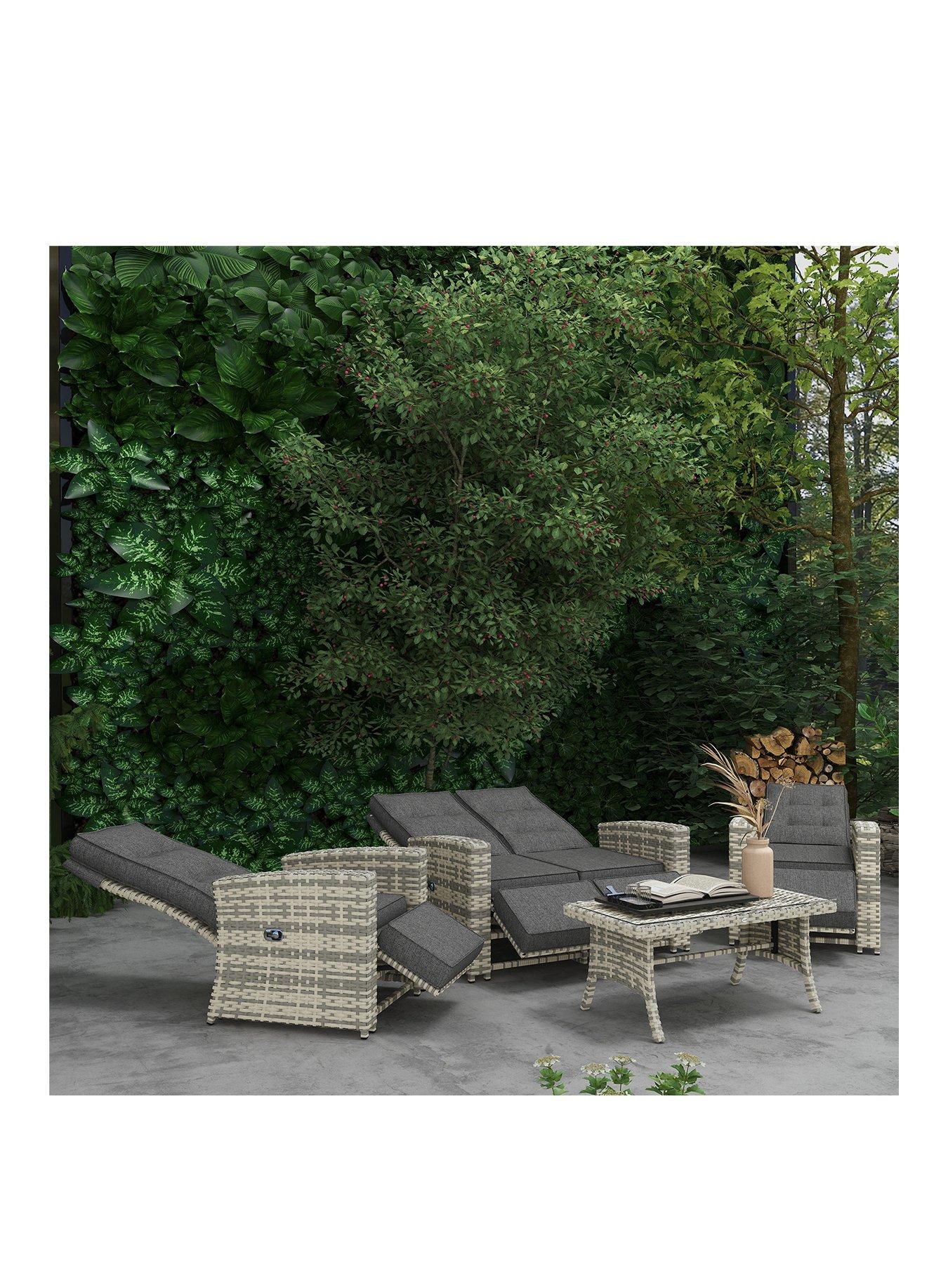  image of outsunny-4-piece-rattan-garden-furniture-set-light-grey