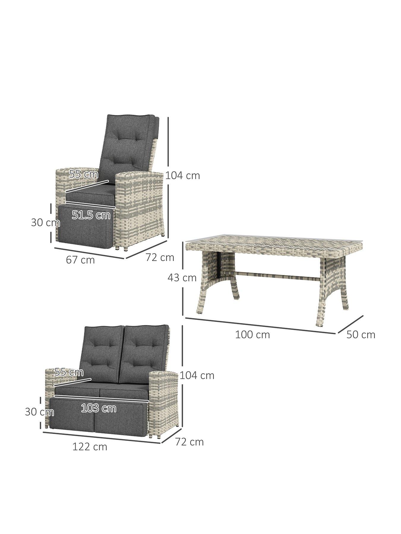  image of outsunny-4-piece-rattan-garden-furniture-set-light-grey