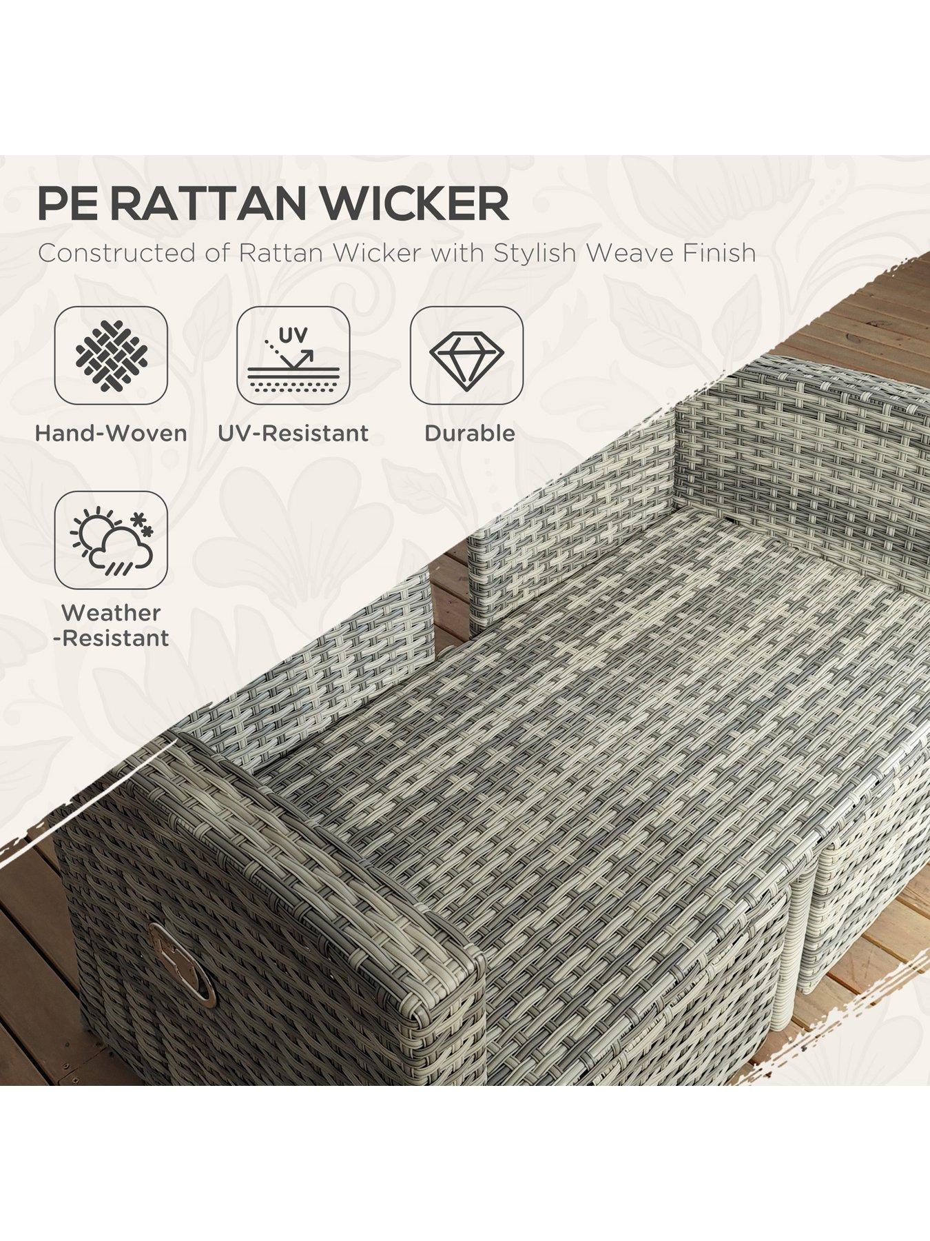  image of outsunny-4-piece-rattan-garden-furniture-set-light-grey