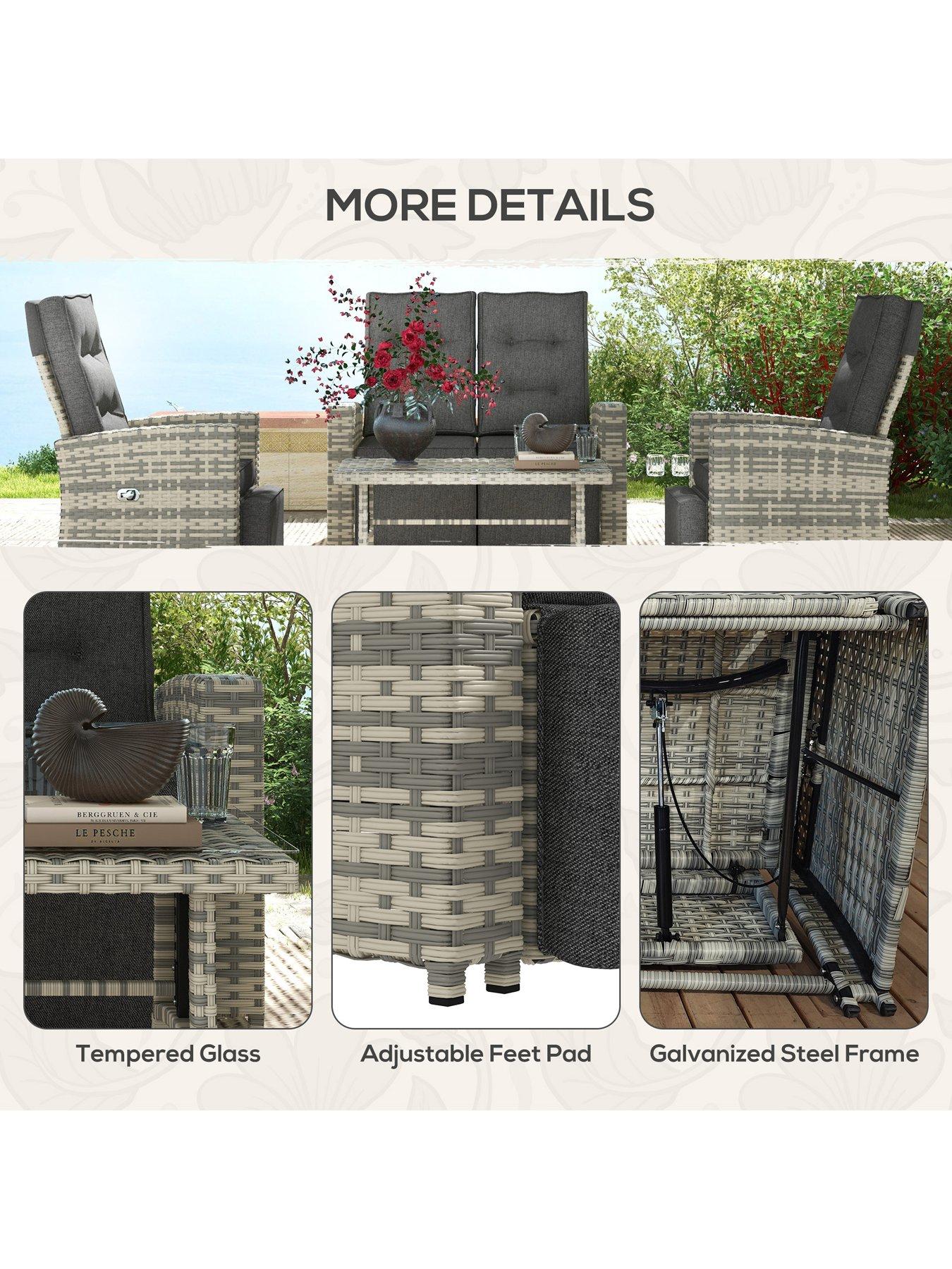  image of outsunny-4-piece-rattan-garden-furniture-set-light-grey