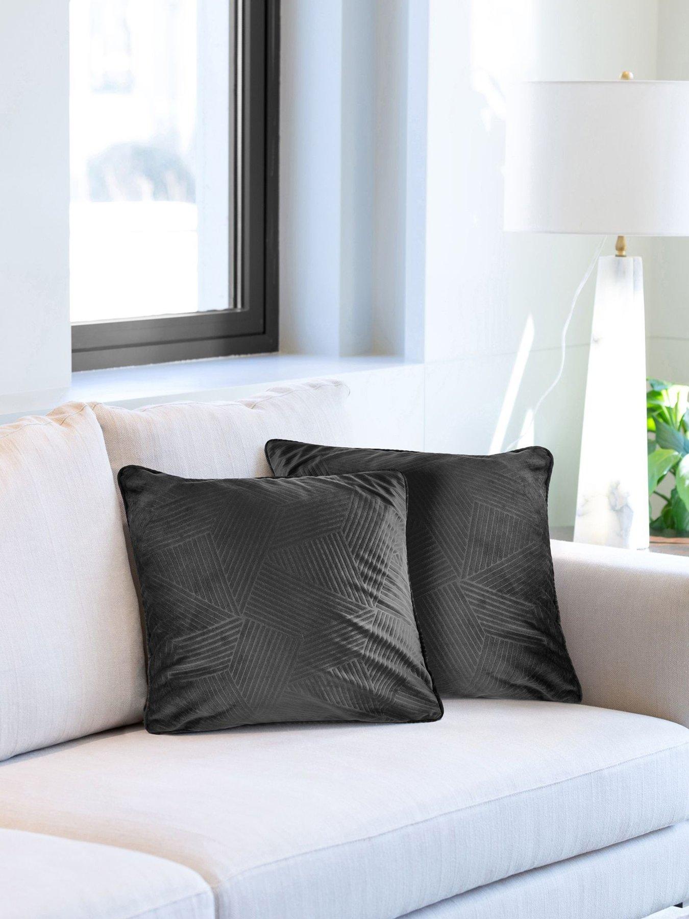 Image 1 of 2 of The Very Collection Geo Velvet Filled Cushion Pair