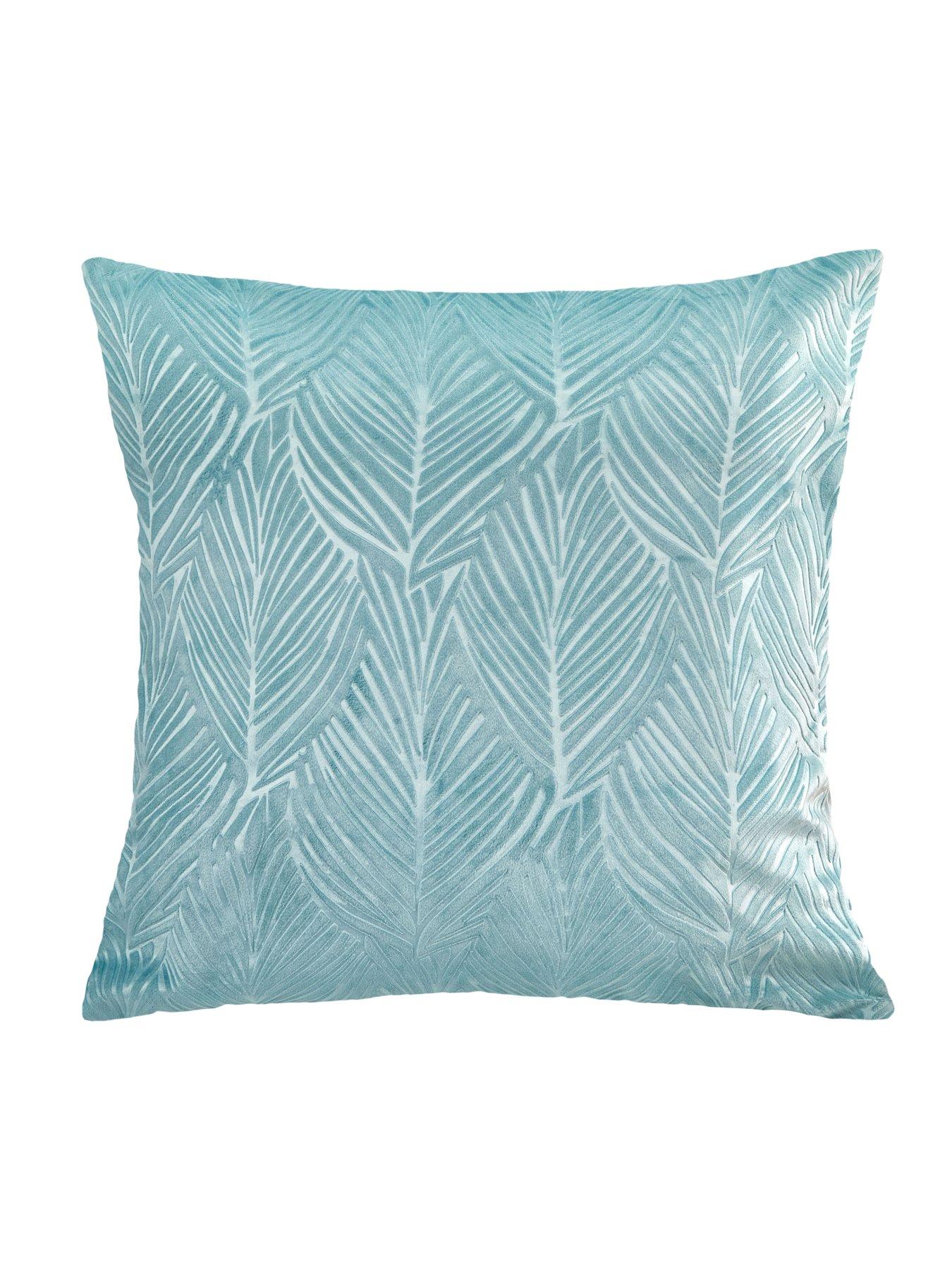 The Very Collection Leaf Embossed Velvet Filled Cushion Pair 43x43cm
