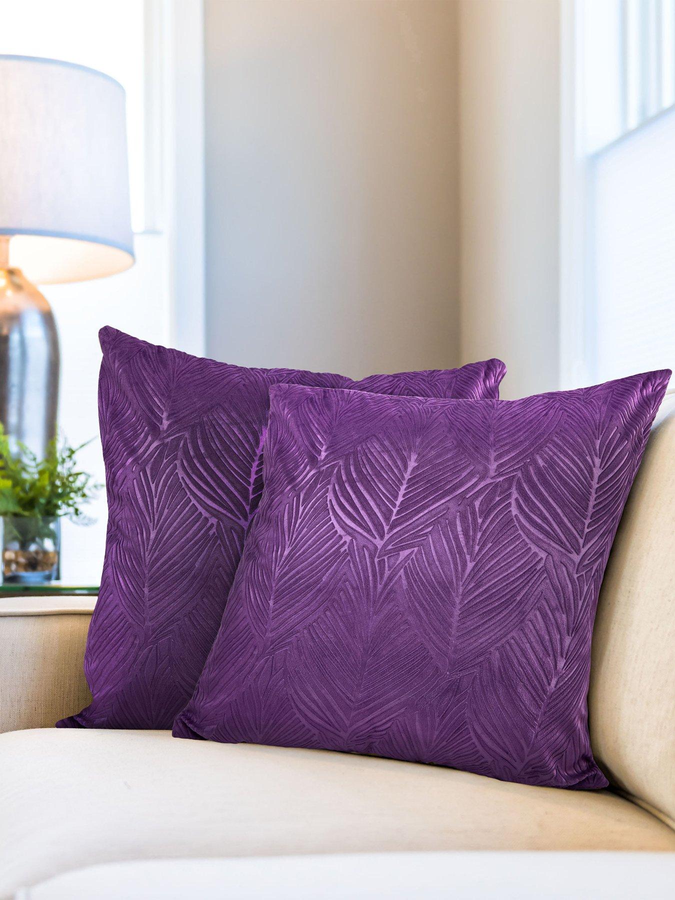 The Very Collection Leaf Embossed Velvet Filled Cushion Pair 43x43cm