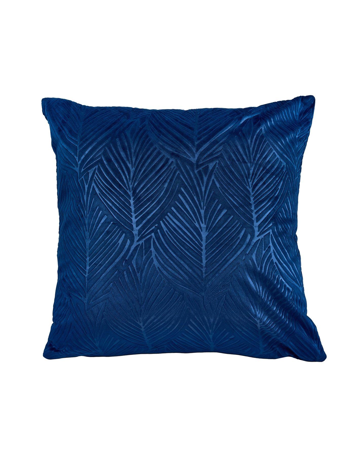 The Very Collection Leaf Embossed Velvet Filled Cushion Pair 43x43cm