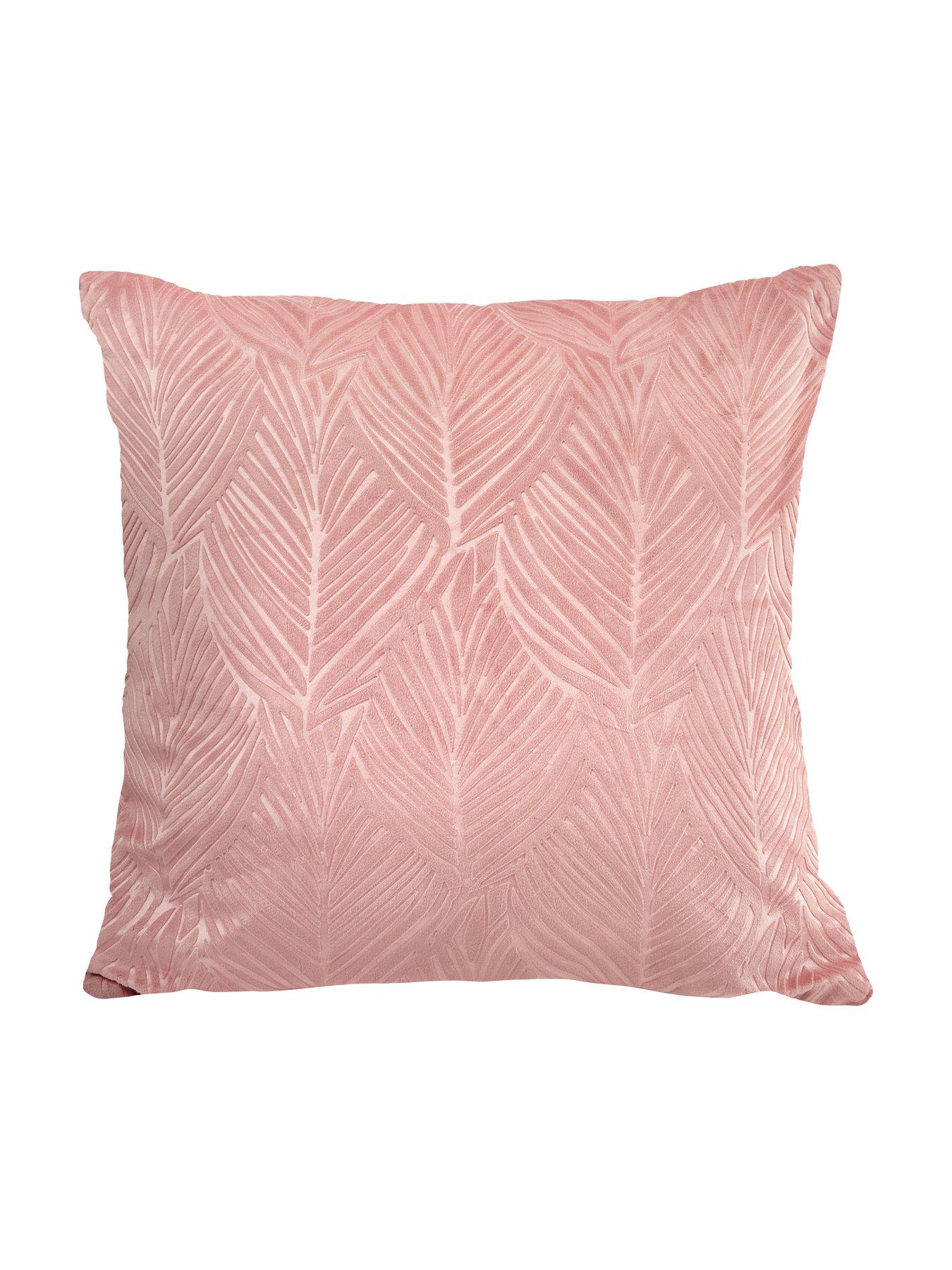 undefined Leaf Embossed Velvet Filled Cushion Pair 43x43cm