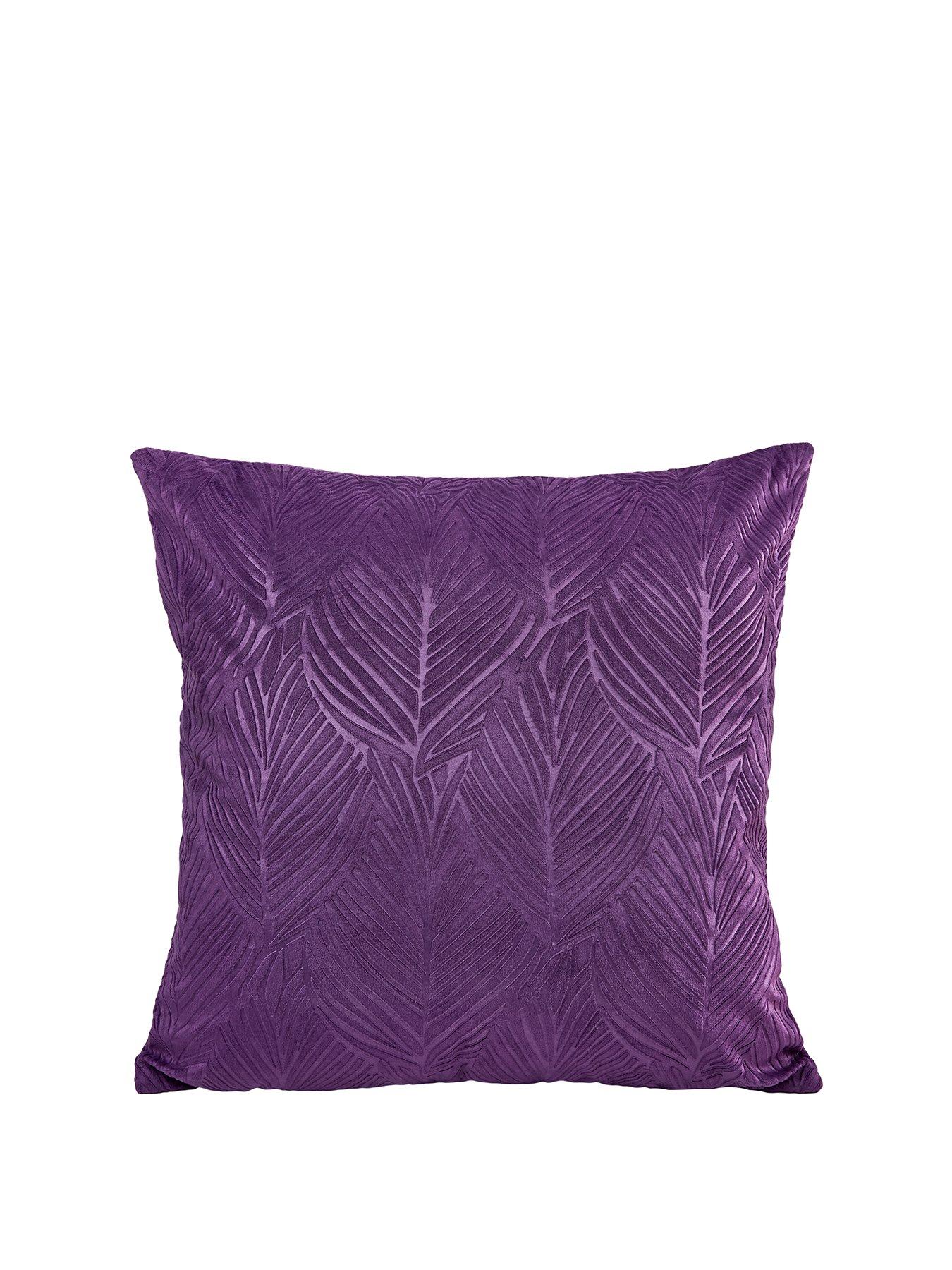 Image 2 of 2 of Leaf Embossed Velvet Filled Cushion Pair 43x43cm