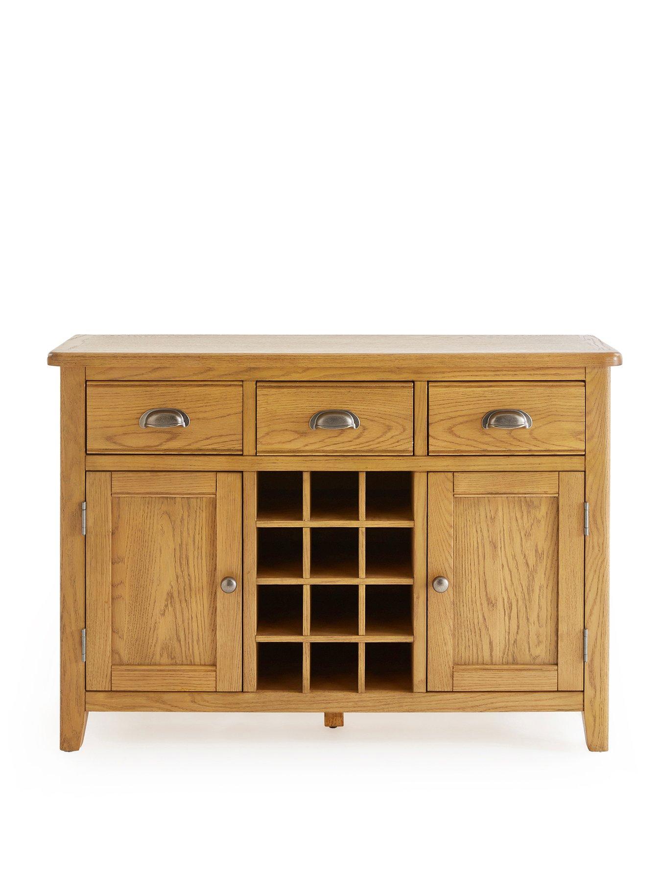 stillFront image of very-home-woodland-ready-assemblednbsplarge-sideboard-with-wine-rack-oak